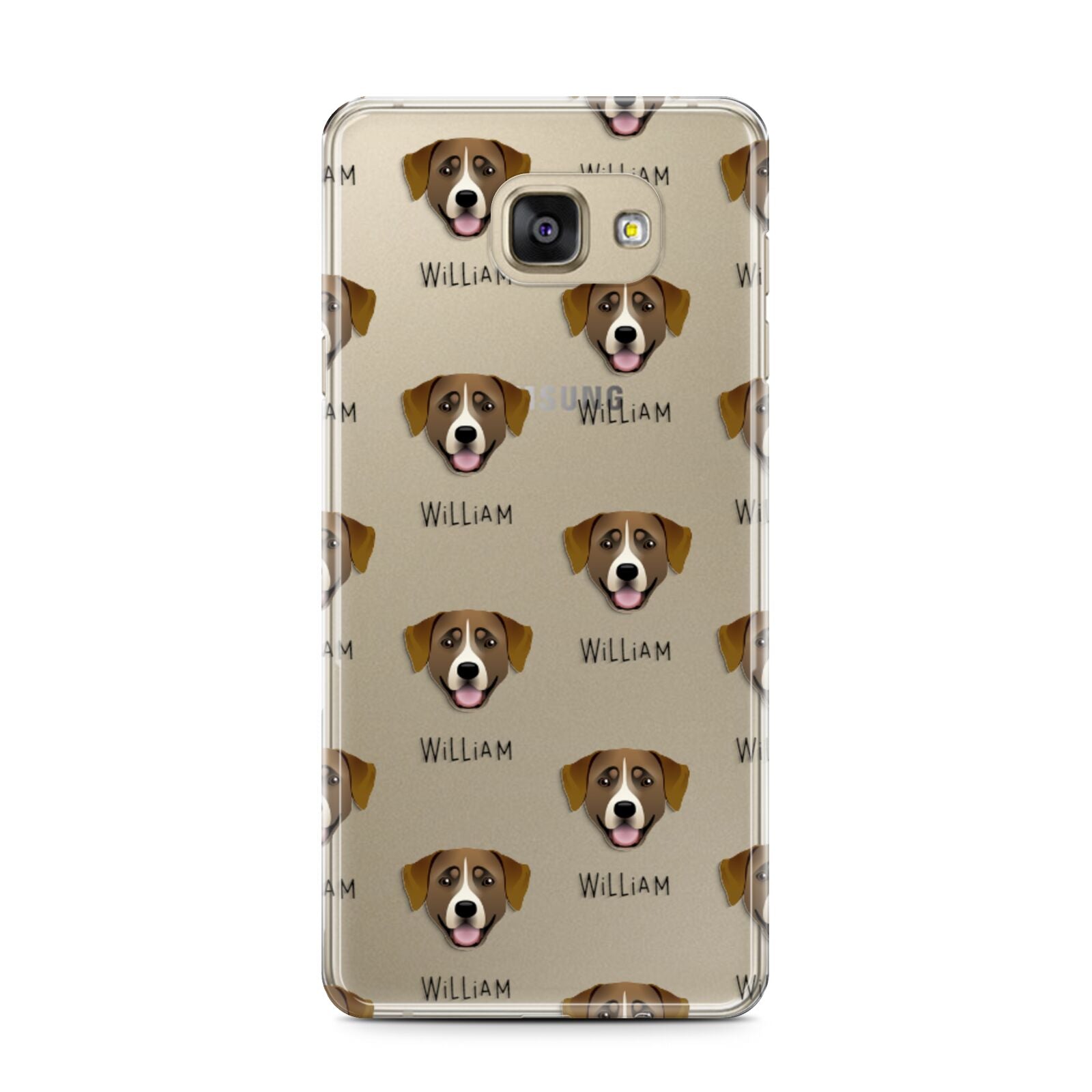 Greater Swiss Mountain Dog Icon with Name Samsung Galaxy A7 2016 Case on gold phone