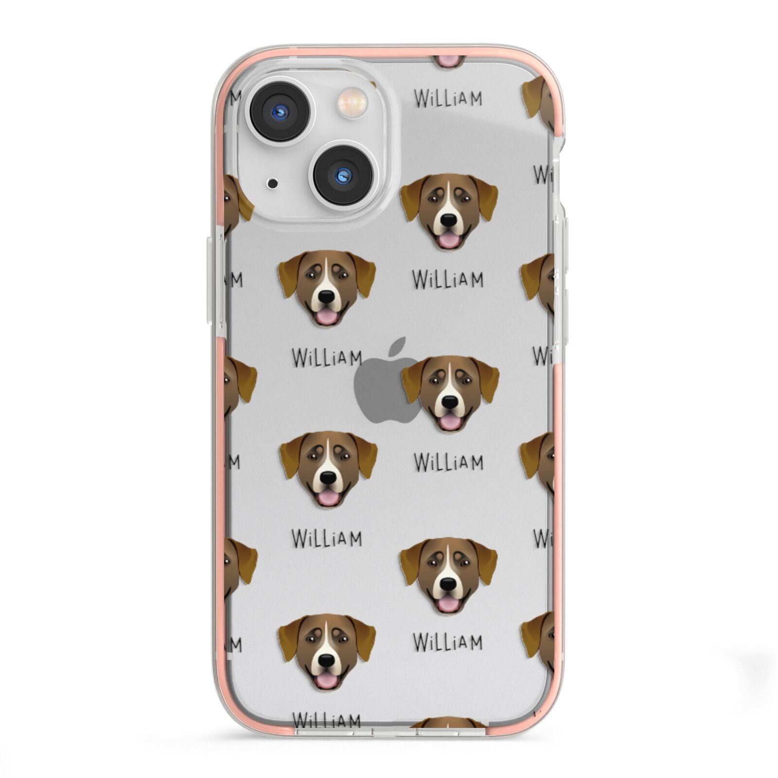 Greater Swiss Mountain Dog Icon with Name iPhone 13 Mini TPU Impact Case with Pink Edges