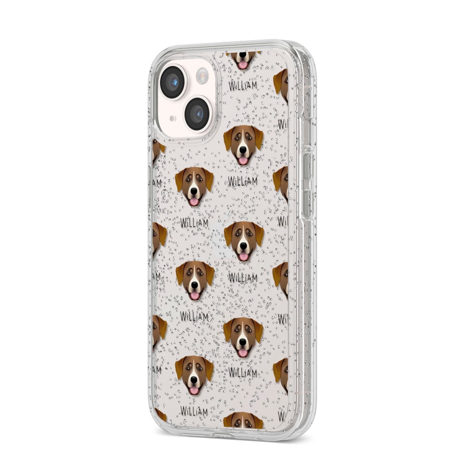 Greater Swiss Mountain Dog Icon with Name iPhone 14 Glitter Tough Case Starlight Angled Image
