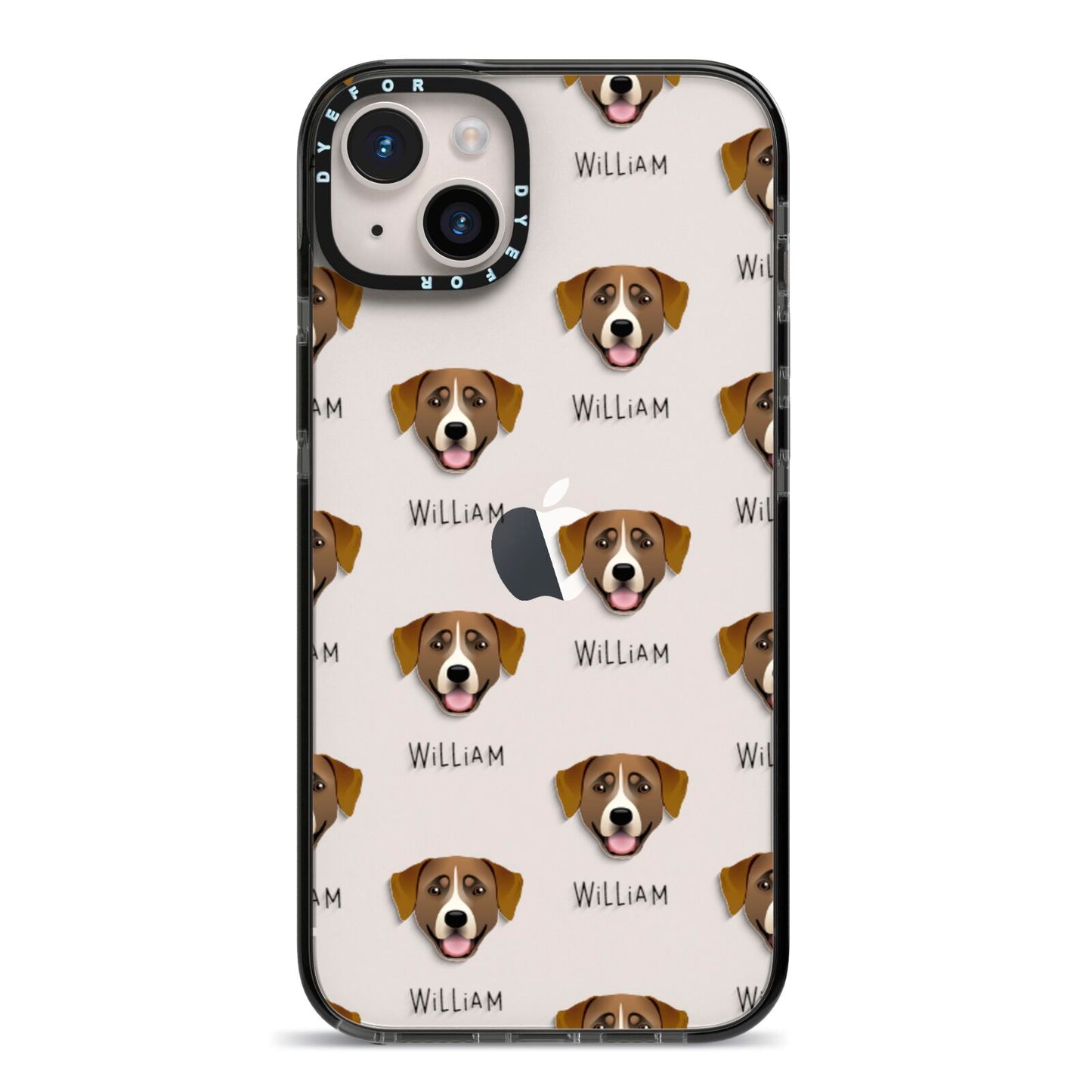 Greater Swiss Mountain Dog Icon with Name iPhone 14 Plus Black Impact Case on Silver phone