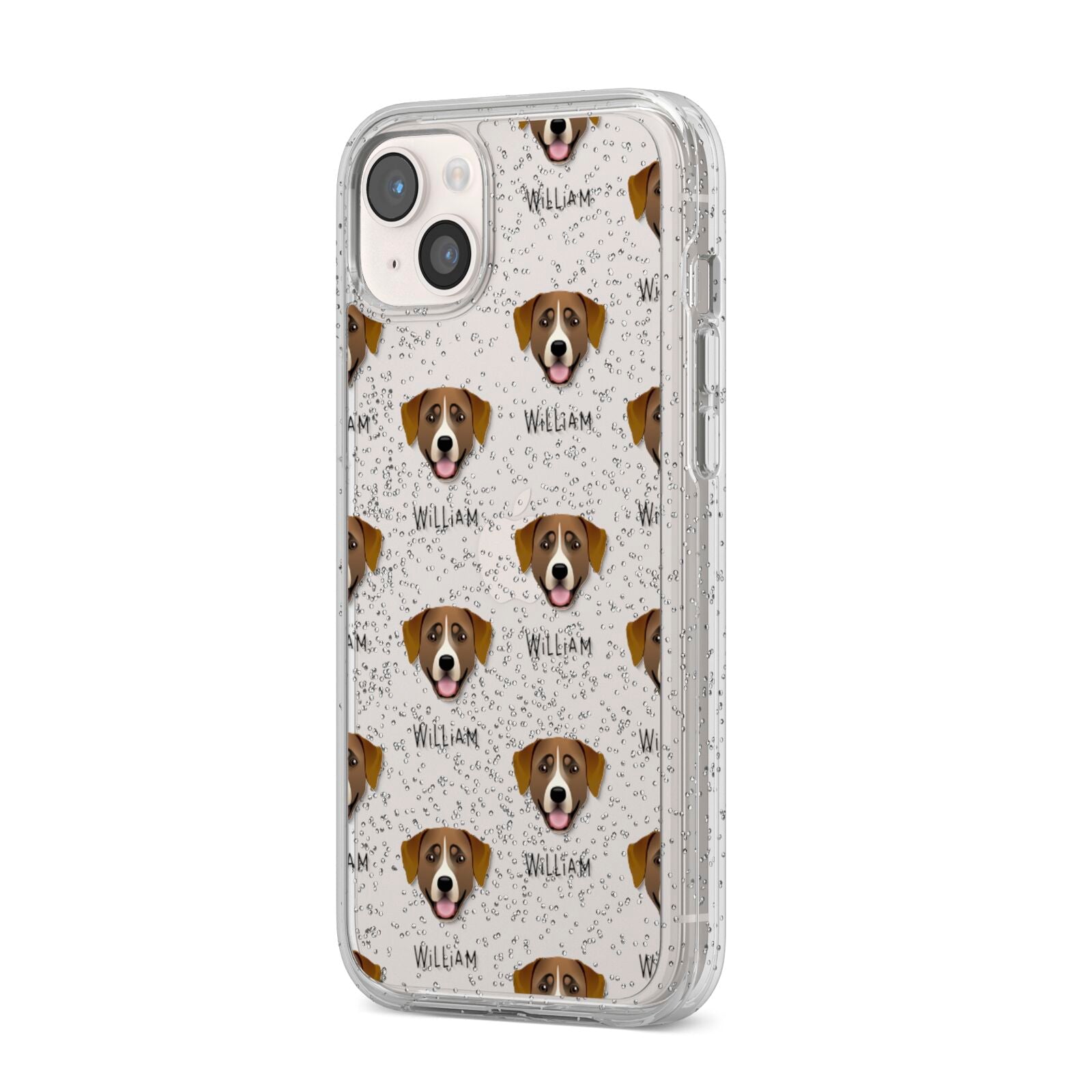 Greater Swiss Mountain Dog Icon with Name iPhone 14 Plus Glitter Tough Case Starlight Angled Image