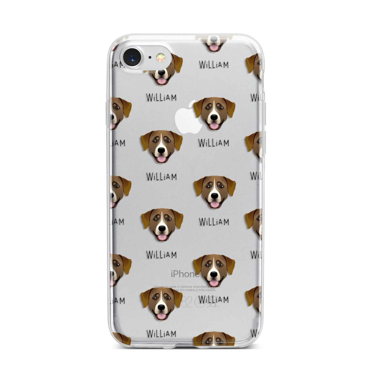 Greater Swiss Mountain Dog Icon with Name iPhone 7 Bumper Case on Silver iPhone