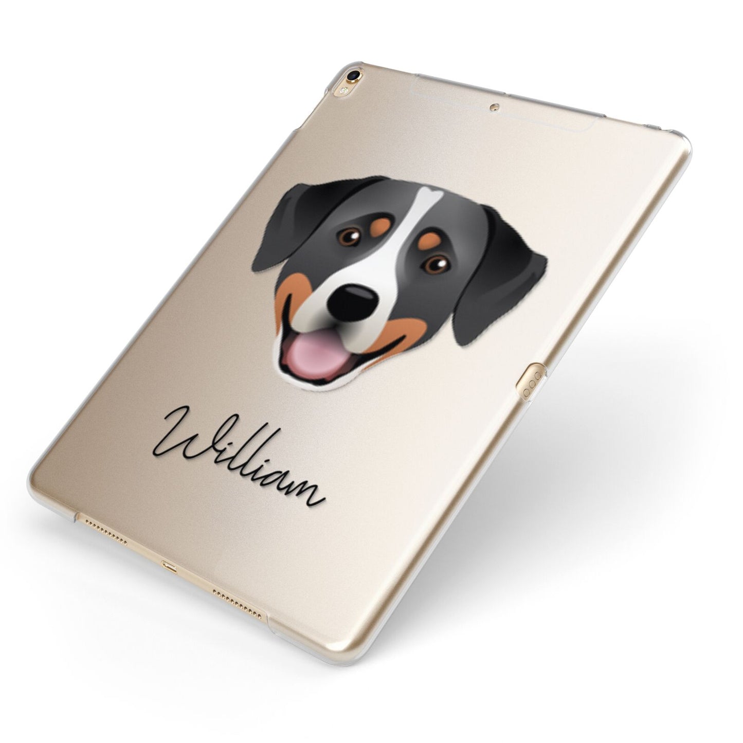 Greater Swiss Mountain Dog Personalised Apple iPad Case on Gold iPad Side View