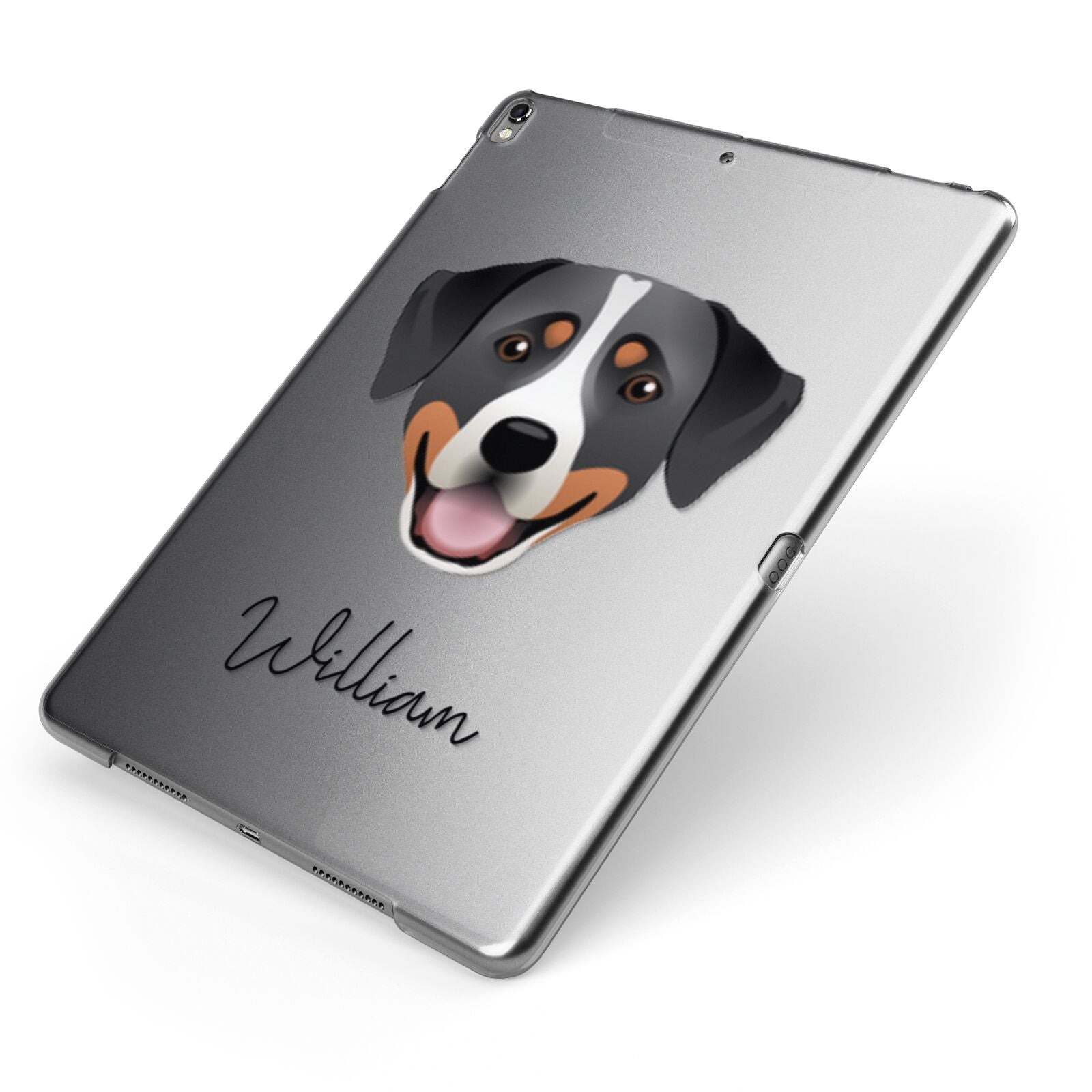 Greater Swiss Mountain Dog Personalised Apple iPad Case on Grey iPad Side View