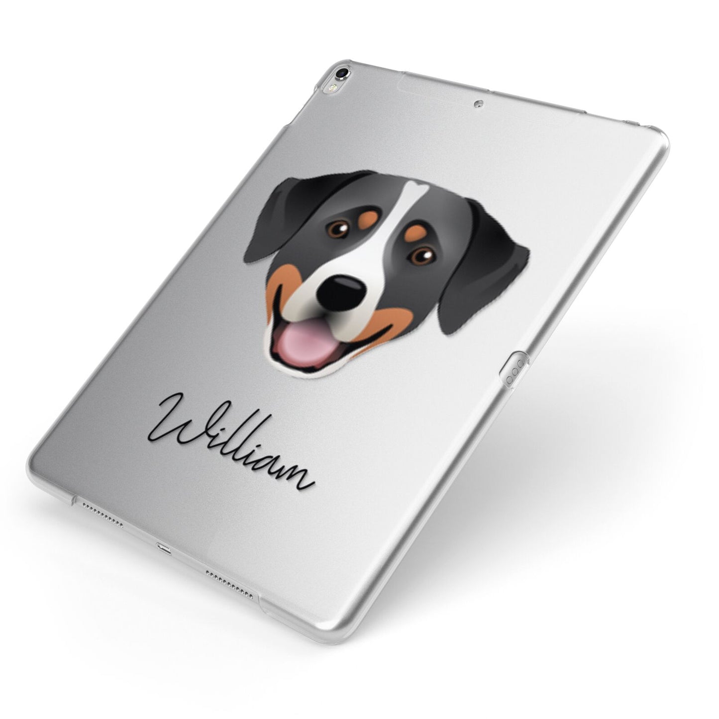 Greater Swiss Mountain Dog Personalised Apple iPad Case on Silver iPad Side View