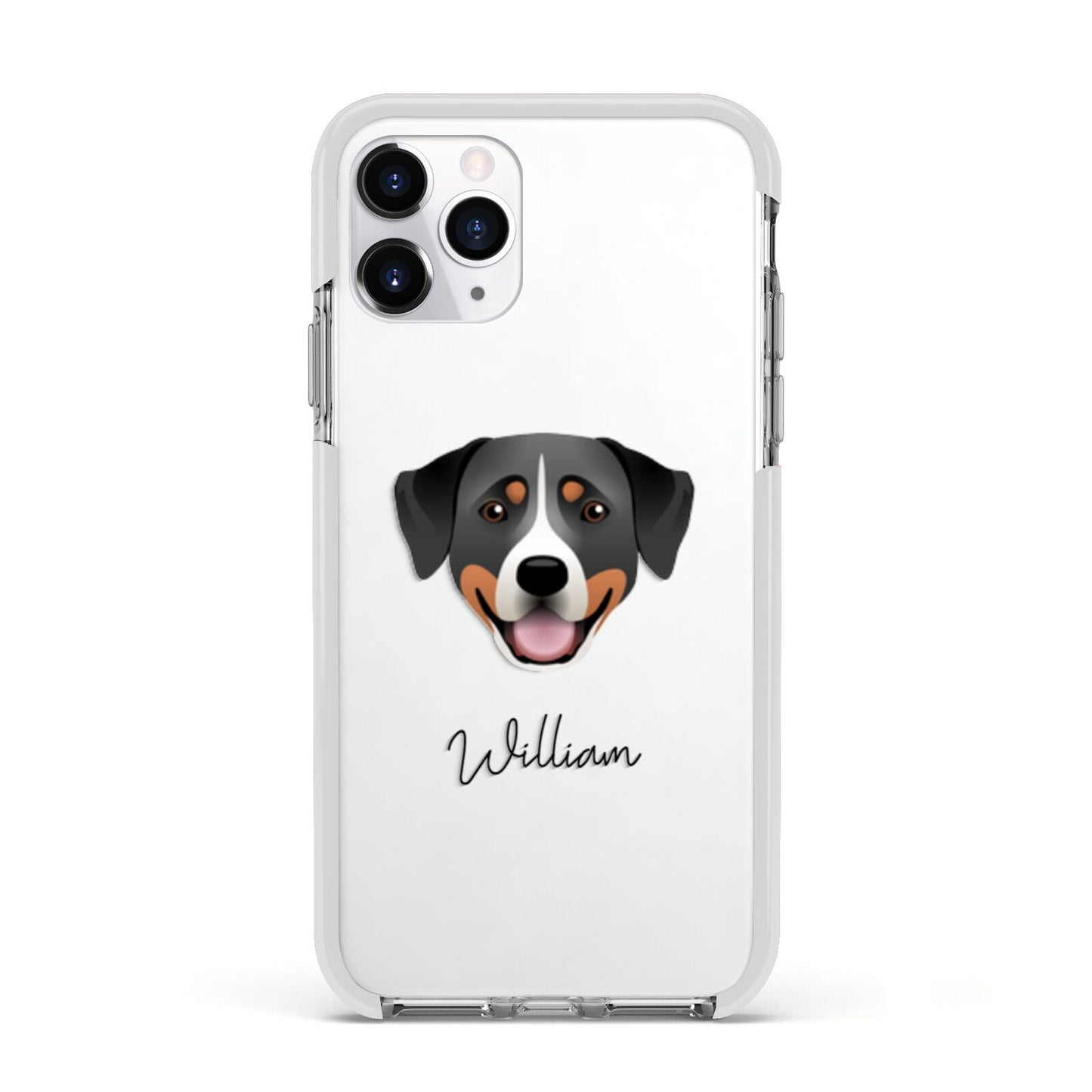Greater Swiss Mountain Dog Personalised Apple iPhone 11 Pro in Silver with White Impact Case