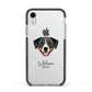 Greater Swiss Mountain Dog Personalised Apple iPhone XR Impact Case Black Edge on Silver Phone