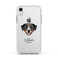 Greater Swiss Mountain Dog Personalised Apple iPhone XR Impact Case White Edge on Silver Phone