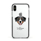 Greater Swiss Mountain Dog Personalised Apple iPhone Xs Impact Case Black Edge on Silver Phone