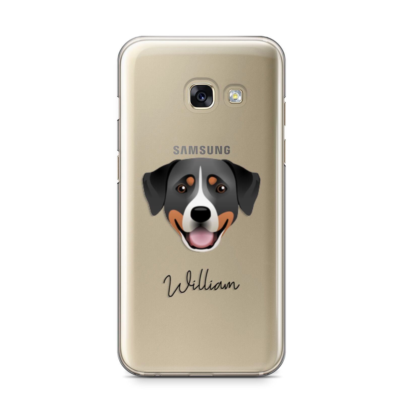 Greater Swiss Mountain Dog Personalised Samsung Galaxy A3 2017 Case on gold phone