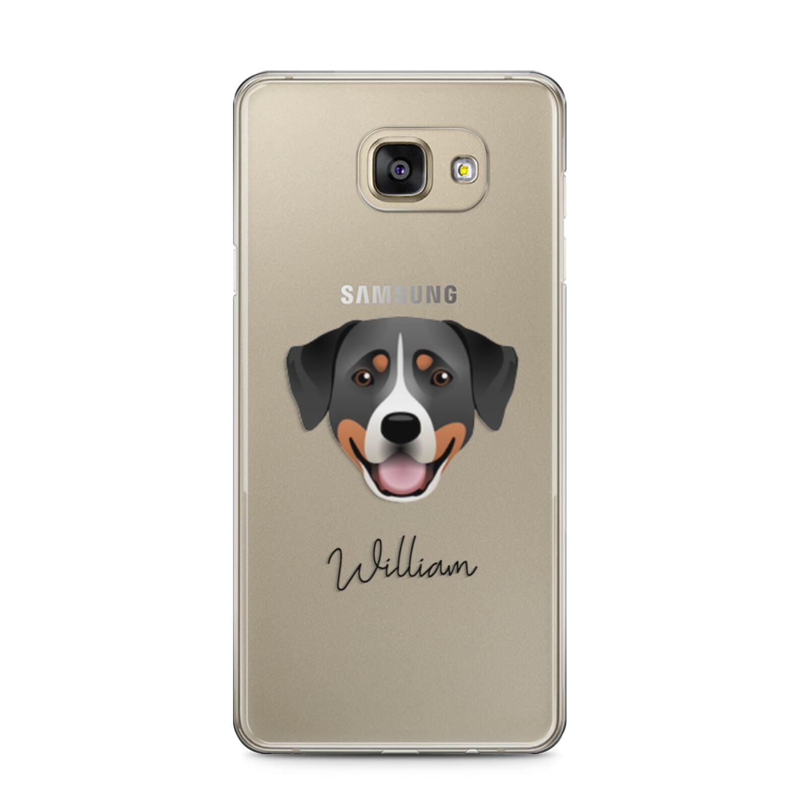 Greater Swiss Mountain Dog Personalised Samsung Galaxy A5 2016 Case on gold phone
