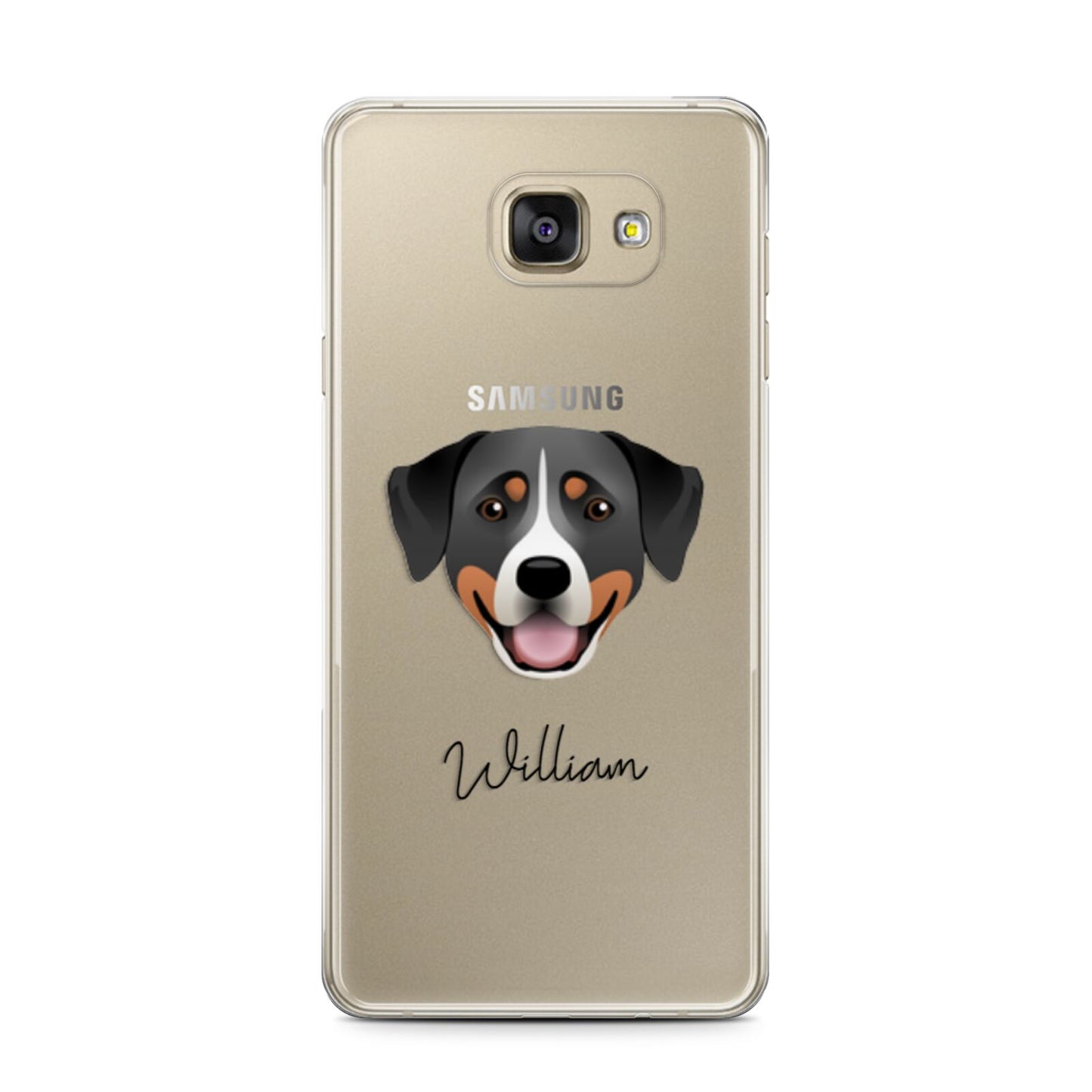 Greater Swiss Mountain Dog Personalised Samsung Galaxy A7 2016 Case on gold phone