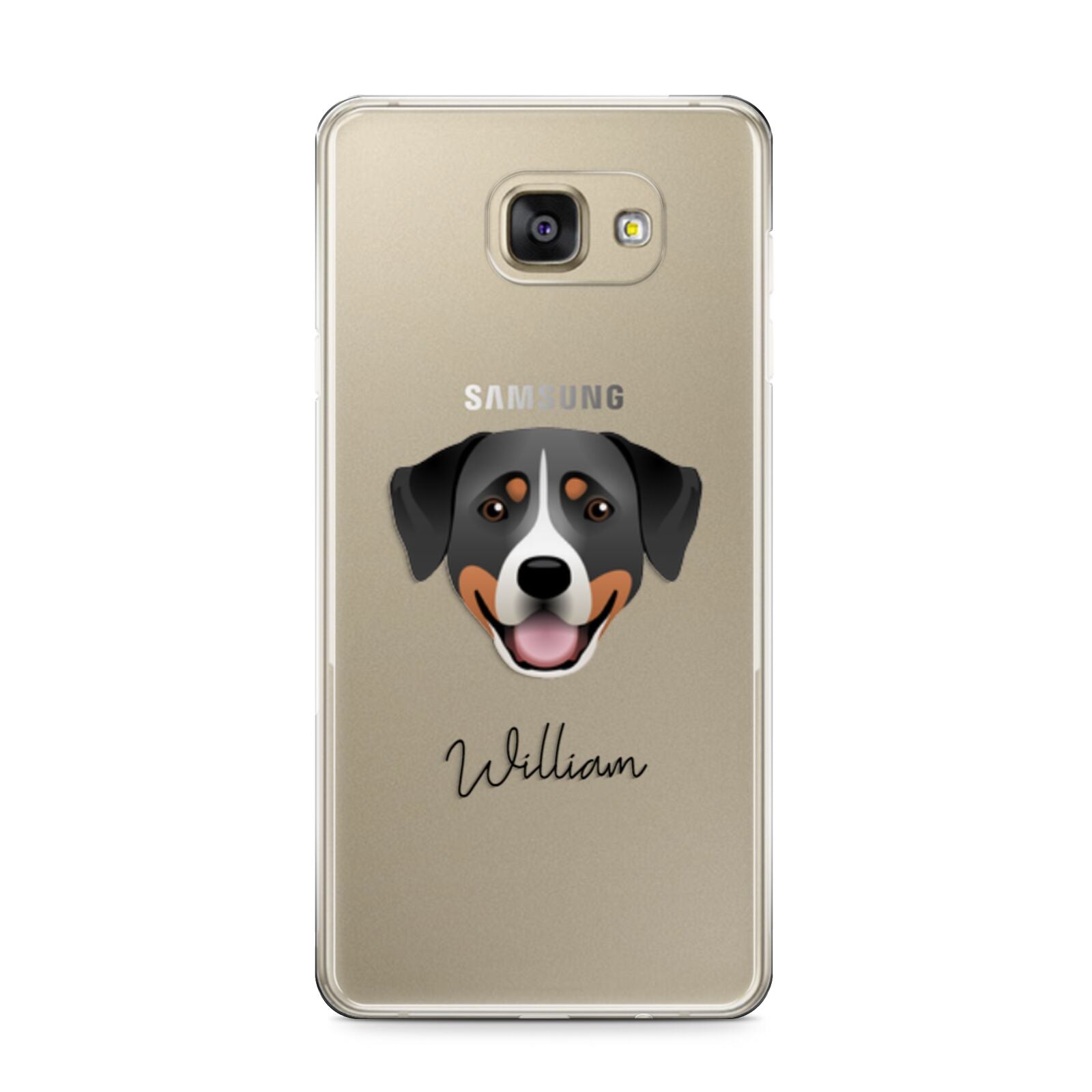 Greater Swiss Mountain Dog Personalised Samsung Galaxy A9 2016 Case on gold phone