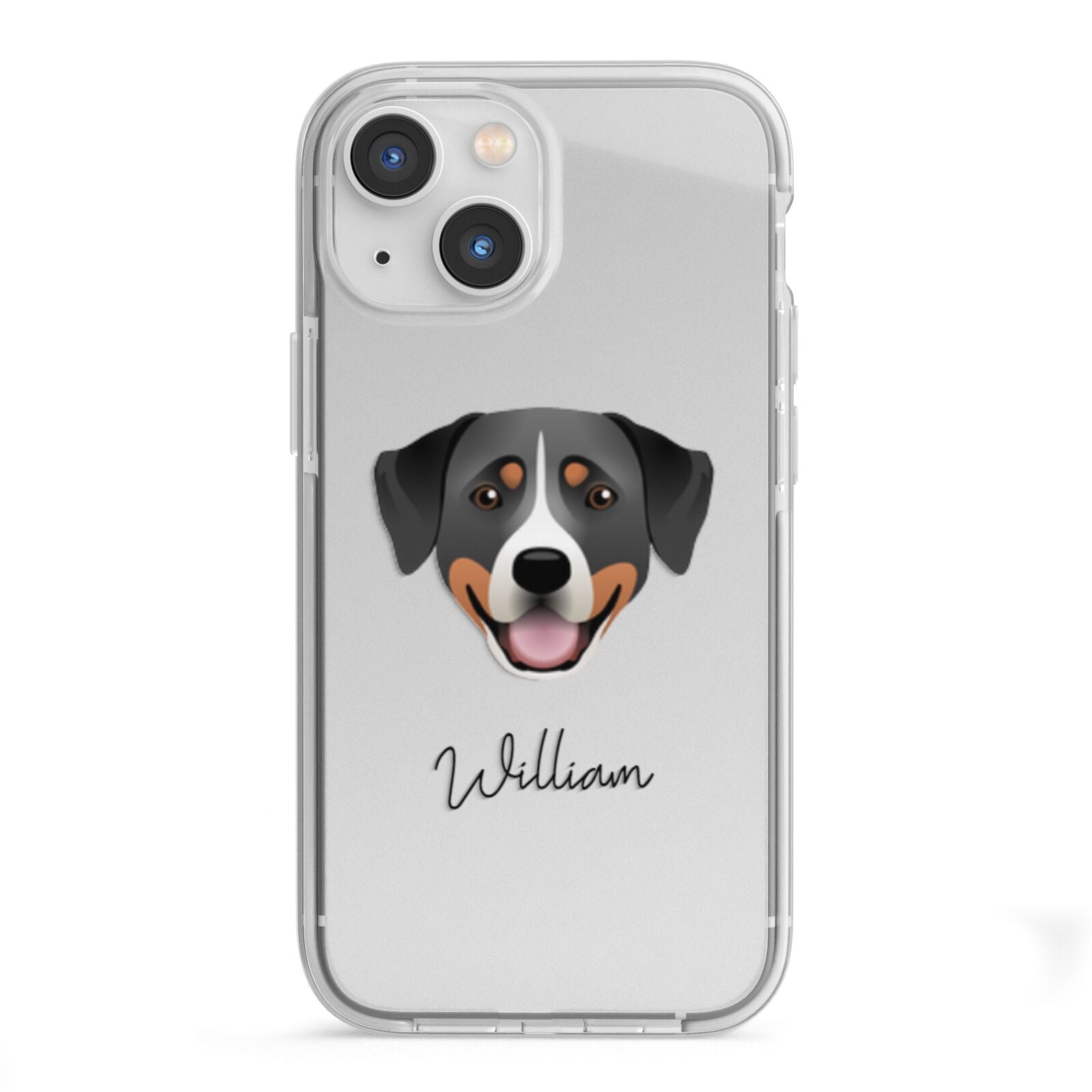 Greater Swiss Mountain Dog Personalised iPhone 13 Mini TPU Impact Case with White Edges