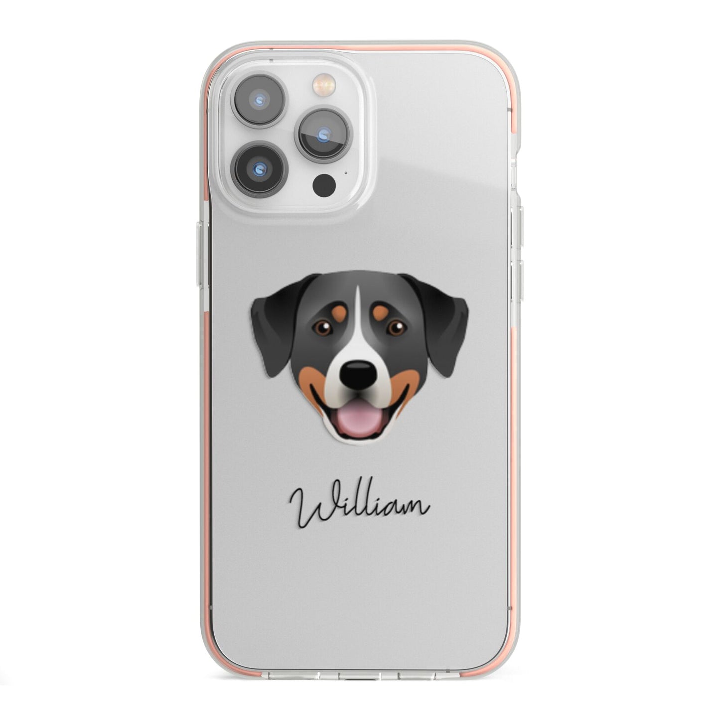 Greater Swiss Mountain Dog Personalised iPhone 13 Pro Max TPU Impact Case with Pink Edges