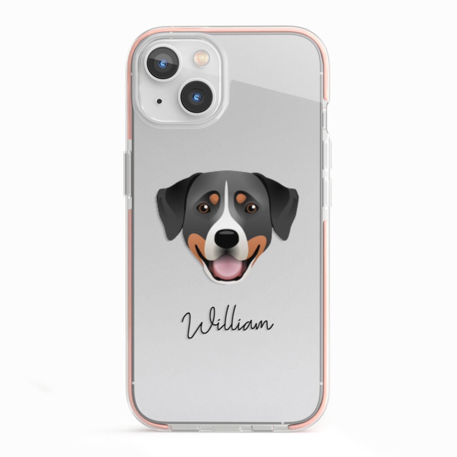 Greater Swiss Mountain Dog Personalised iPhone 13 TPU Impact Case with Pink Edges