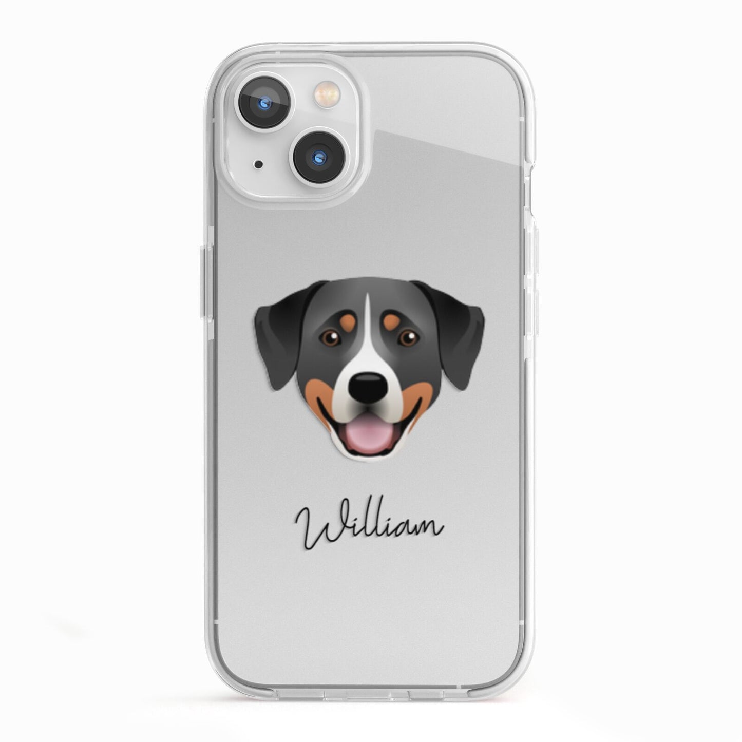 Greater Swiss Mountain Dog Personalised iPhone 13 TPU Impact Case with White Edges