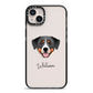 Greater Swiss Mountain Dog Personalised iPhone 14 Plus Black Impact Case on Silver phone