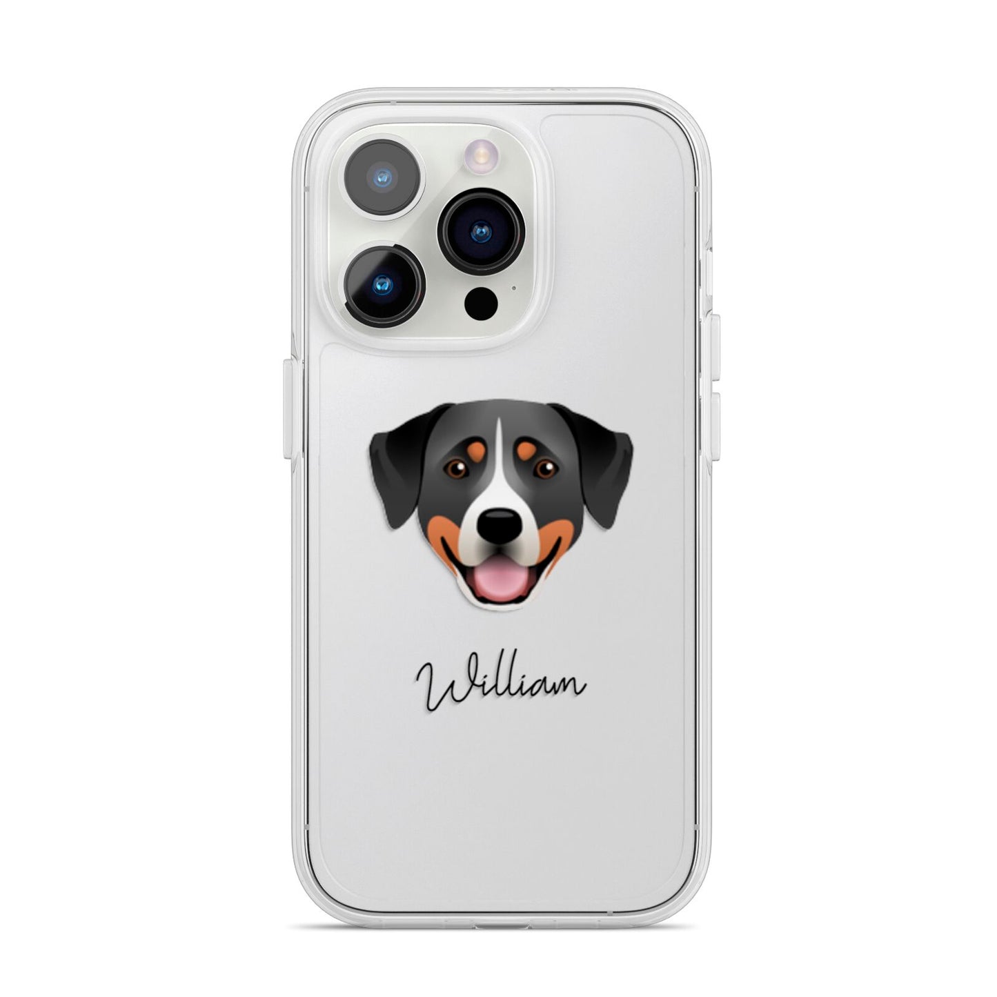 Greater Swiss Mountain Dog Personalised iPhone 14 Pro Clear Tough Case Silver