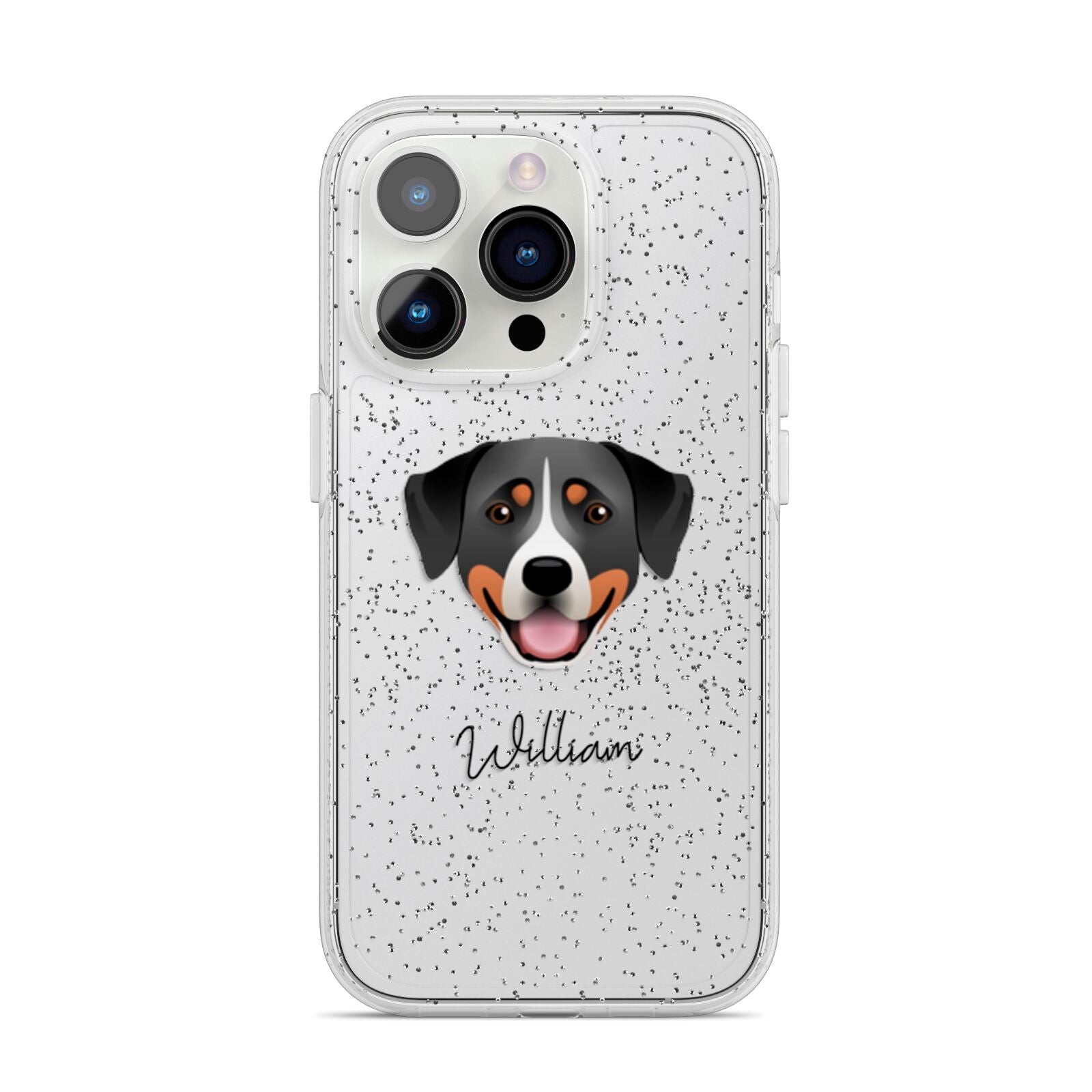 Greater Swiss Mountain Dog Personalised iPhone 14 Pro Glitter Tough Case Silver