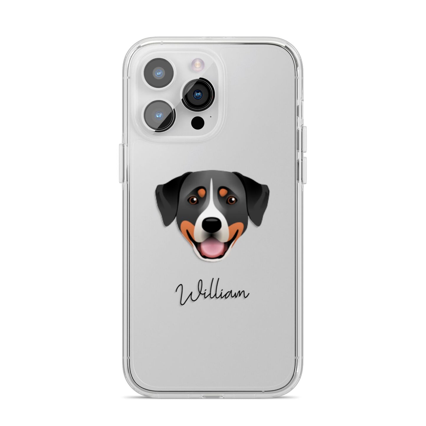 Greater Swiss Mountain Dog Personalised iPhone 14 Pro Max Clear Tough Case Silver
