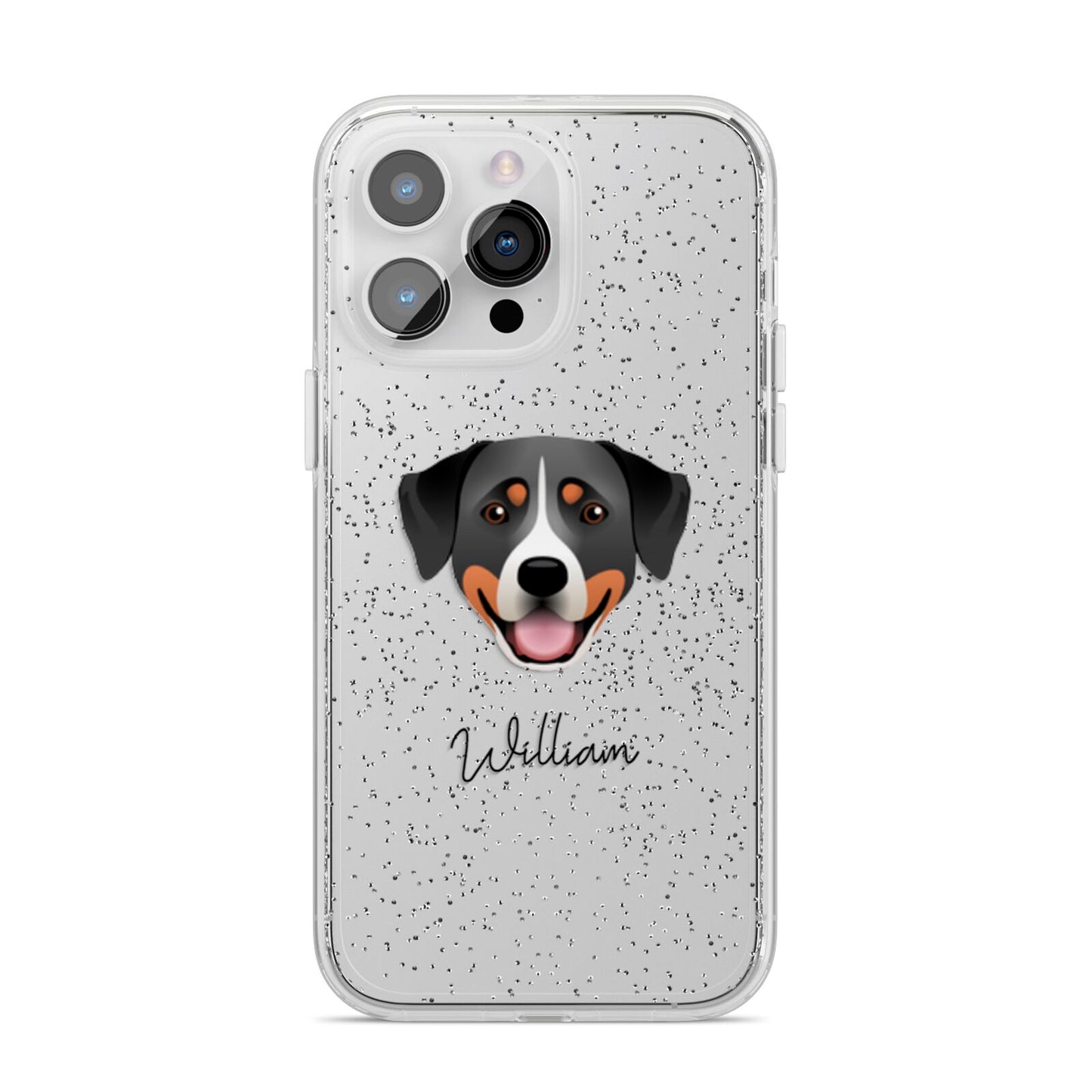 Greater Swiss Mountain Dog Personalised iPhone 14 Pro Max Glitter Tough Case Silver