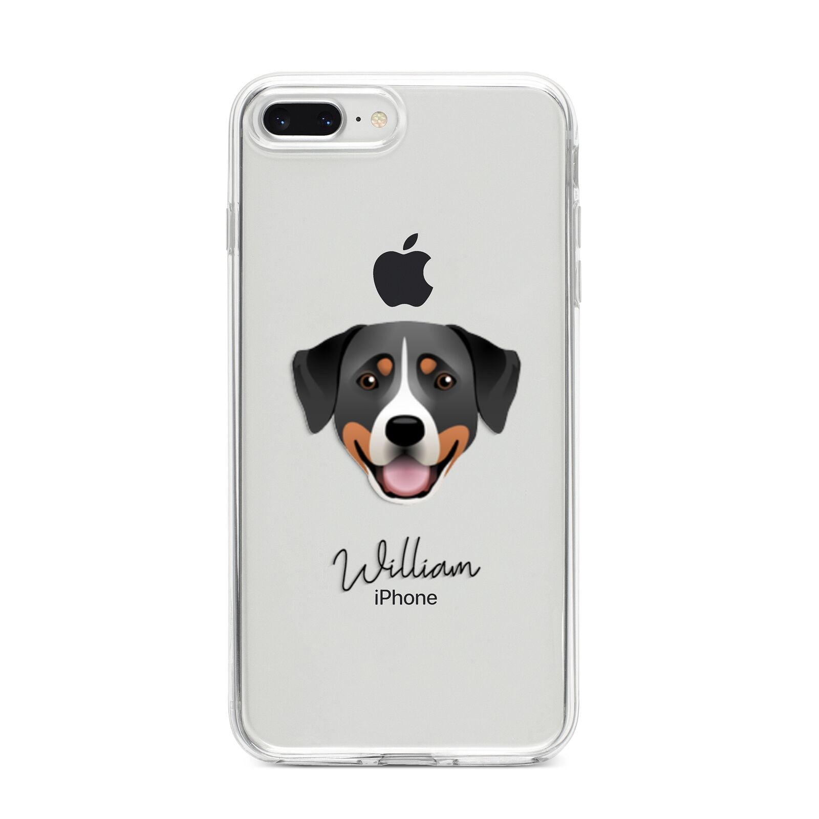 Greater Swiss Mountain Dog Personalised iPhone 8 Plus Bumper Case on Silver iPhone