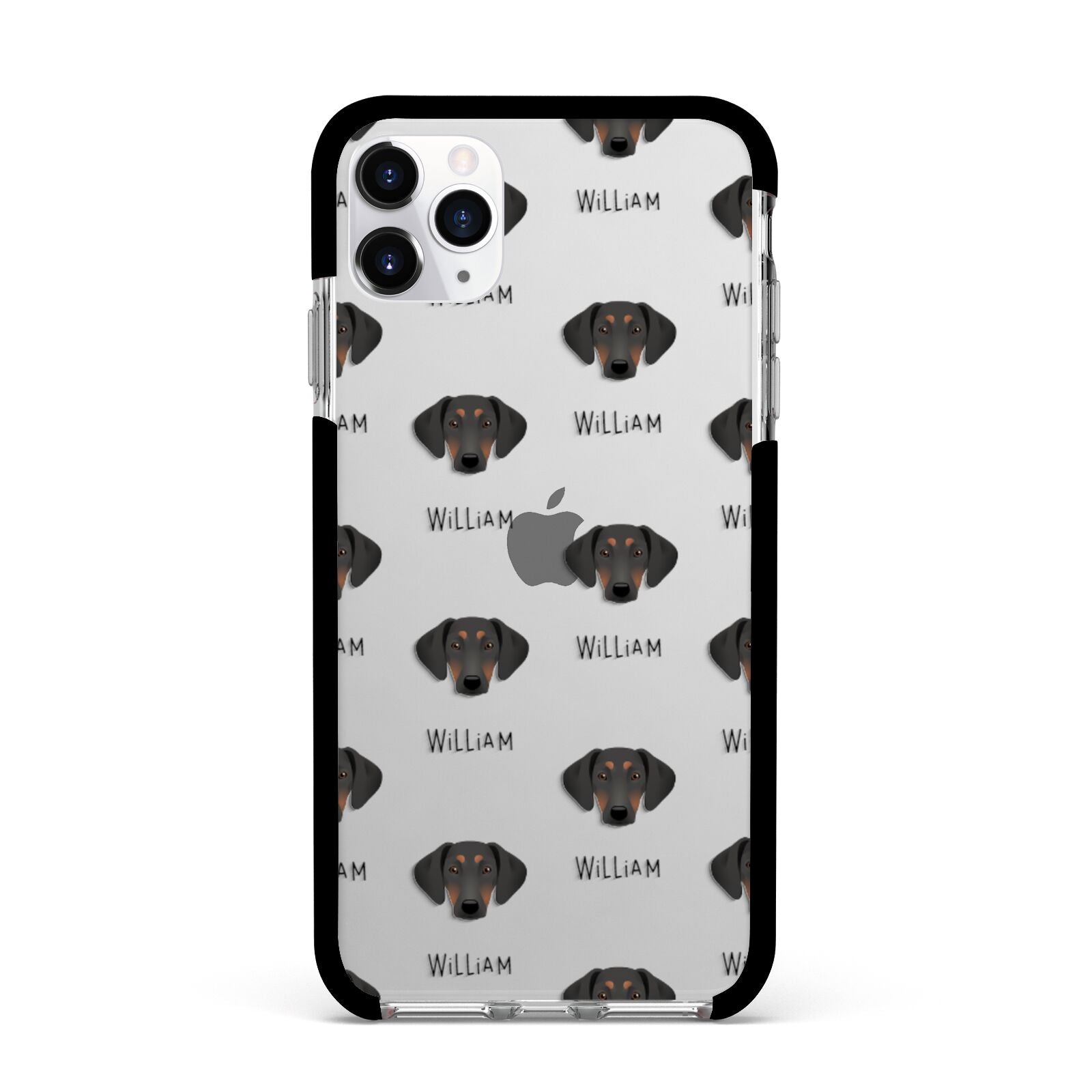Greek Harehound Icon with Name Apple iPhone 11 Pro Max in Silver with Black Impact Case