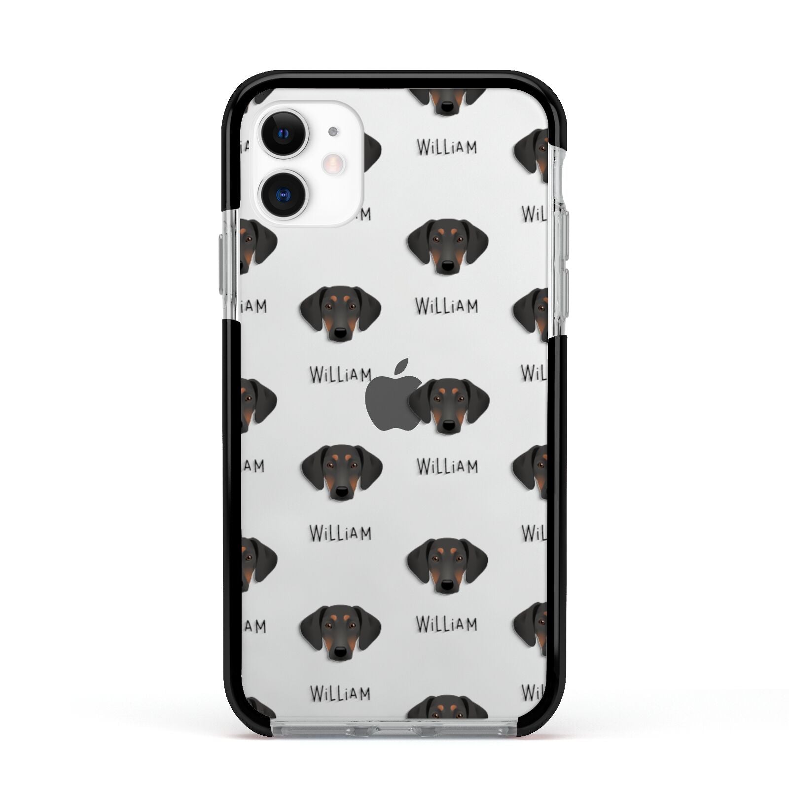 Greek Harehound Icon with Name Apple iPhone 11 in White with Black Impact Case