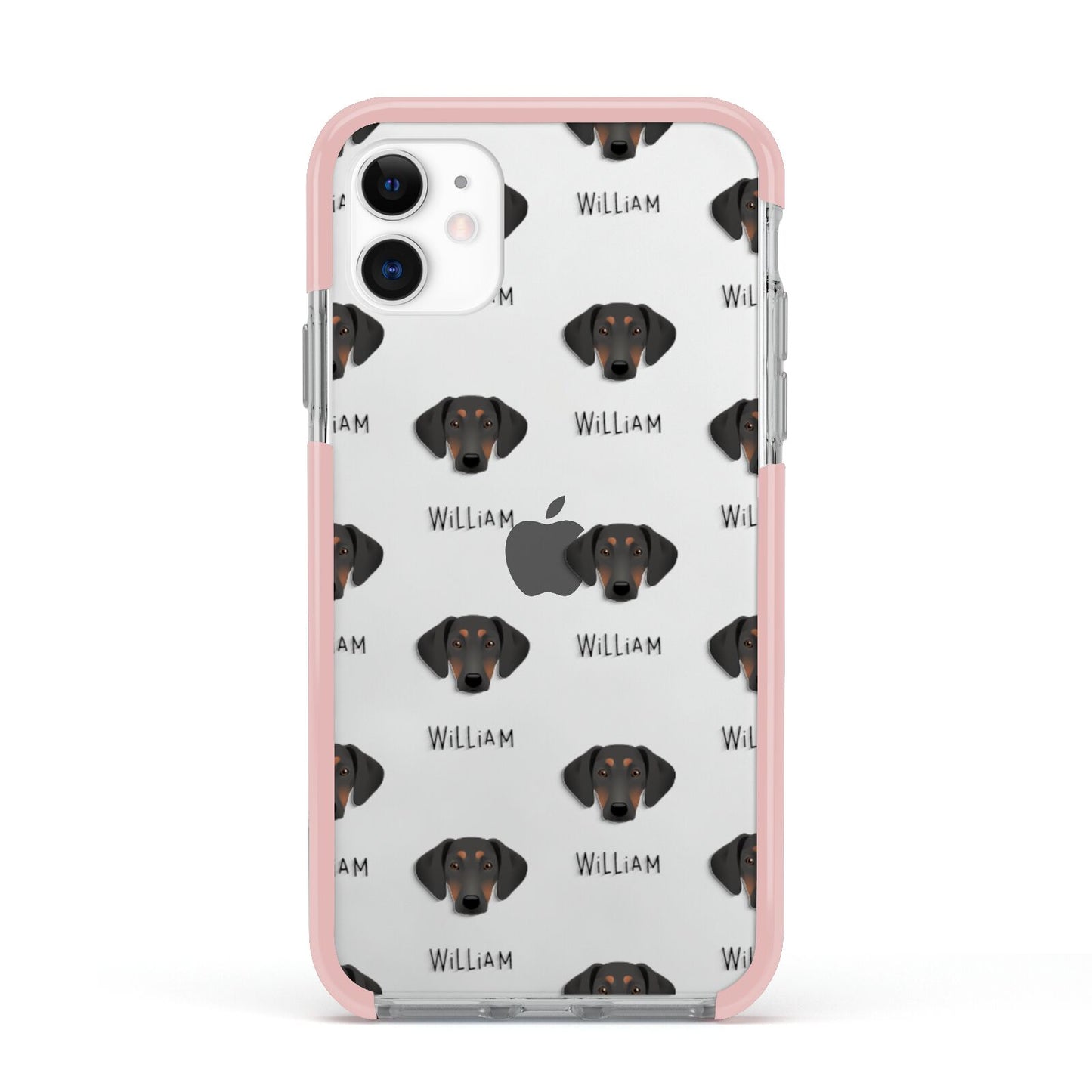 Greek Harehound Icon with Name Apple iPhone 11 in White with Pink Impact Case