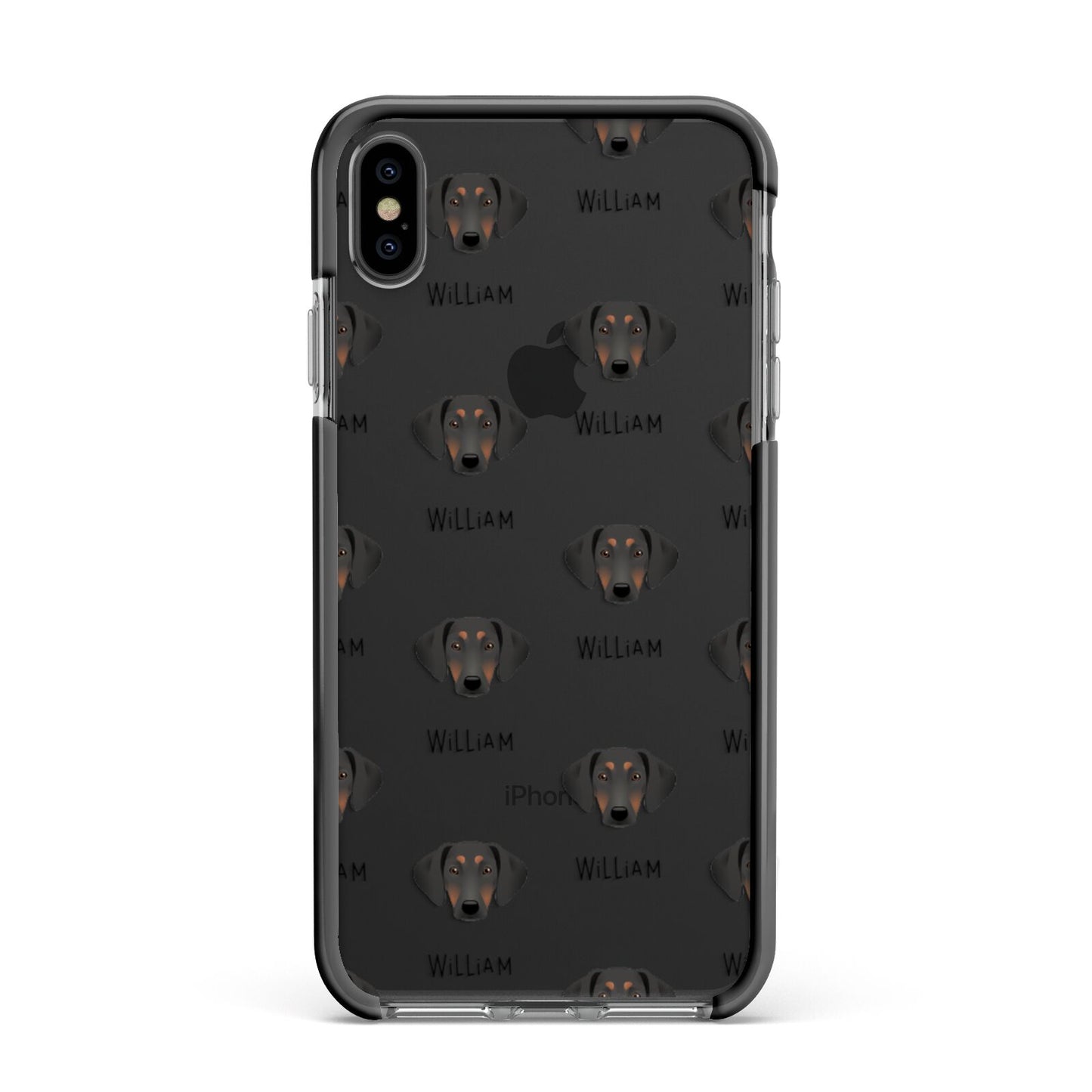 Greek Harehound Icon with Name Apple iPhone Xs Max Impact Case Black Edge on Black Phone