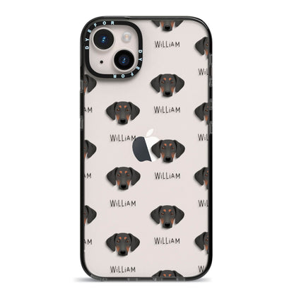 Greek Harehound Icon with Name iPhone 14 Plus Black Impact Case on Silver phone