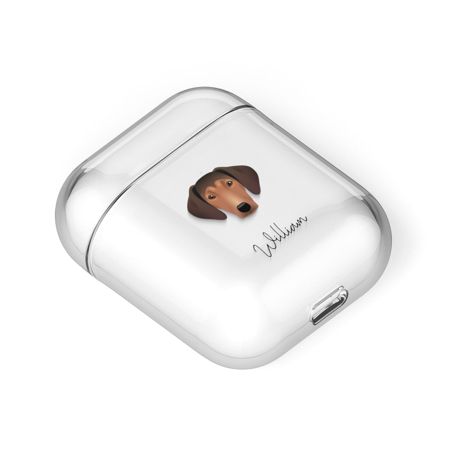 Greek Harehound Personalised AirPods Case Laid Flat