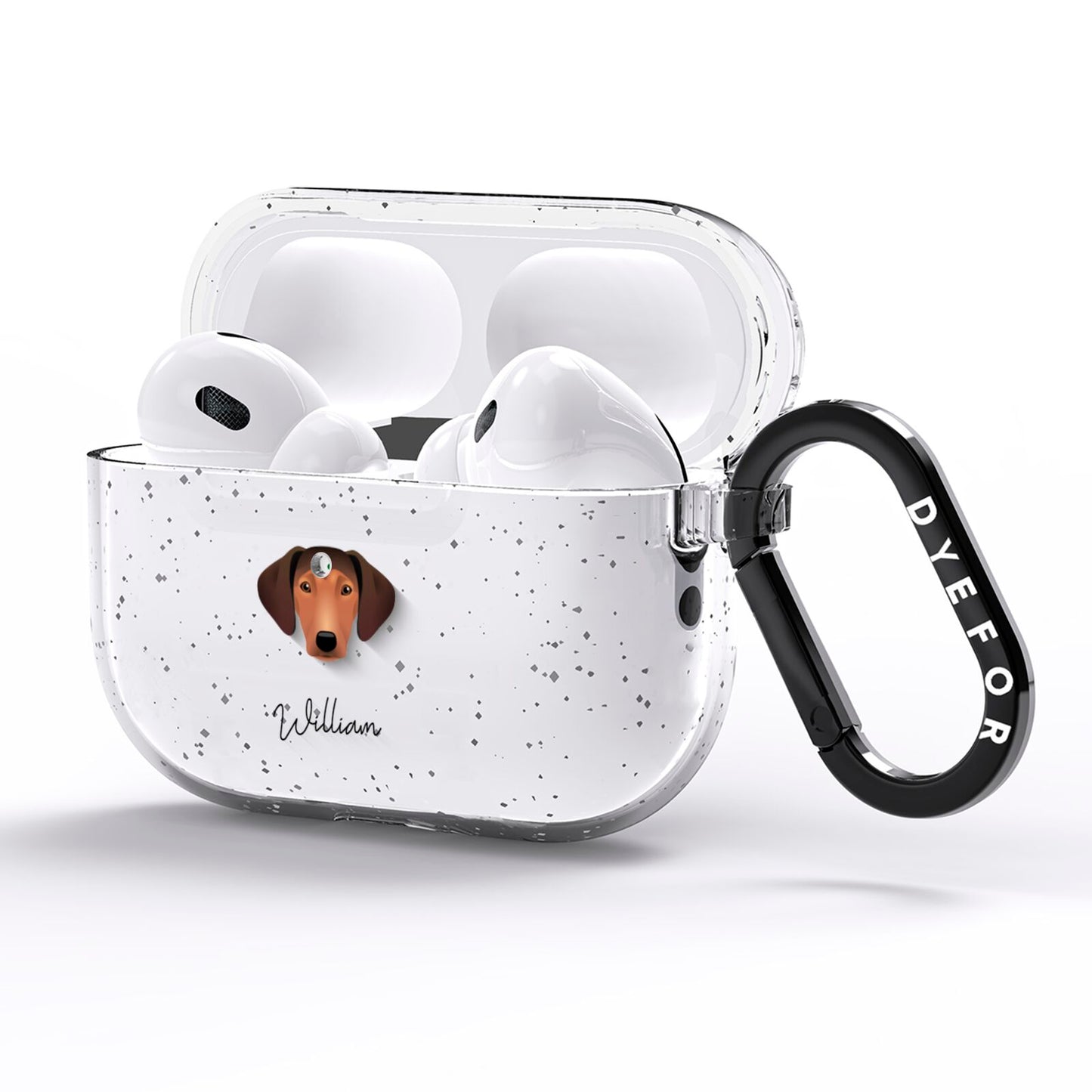 Greek Harehound Personalised AirPods Pro Glitter Case Side Image