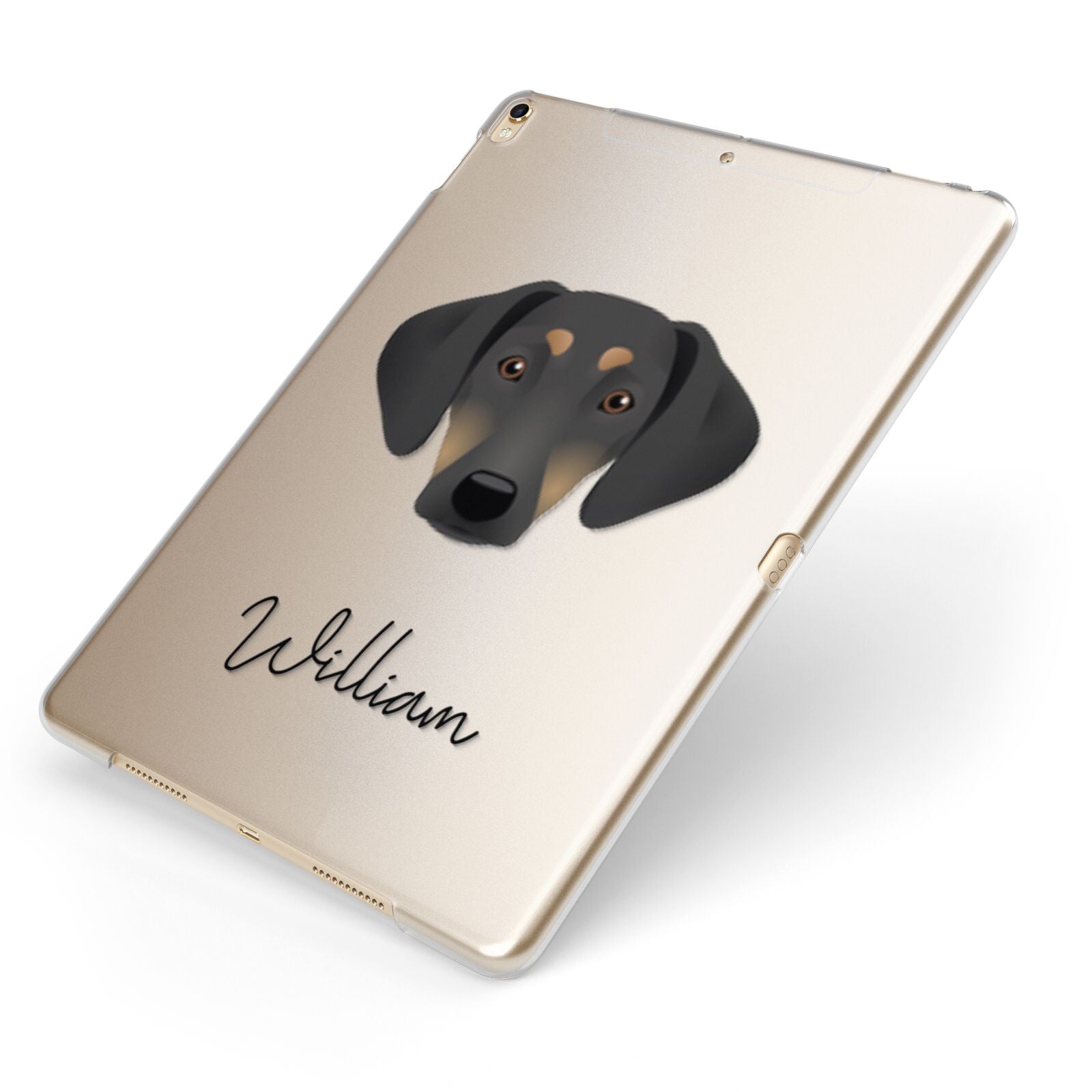 Greek Harehound Personalised Apple iPad Case on Gold iPad Side View