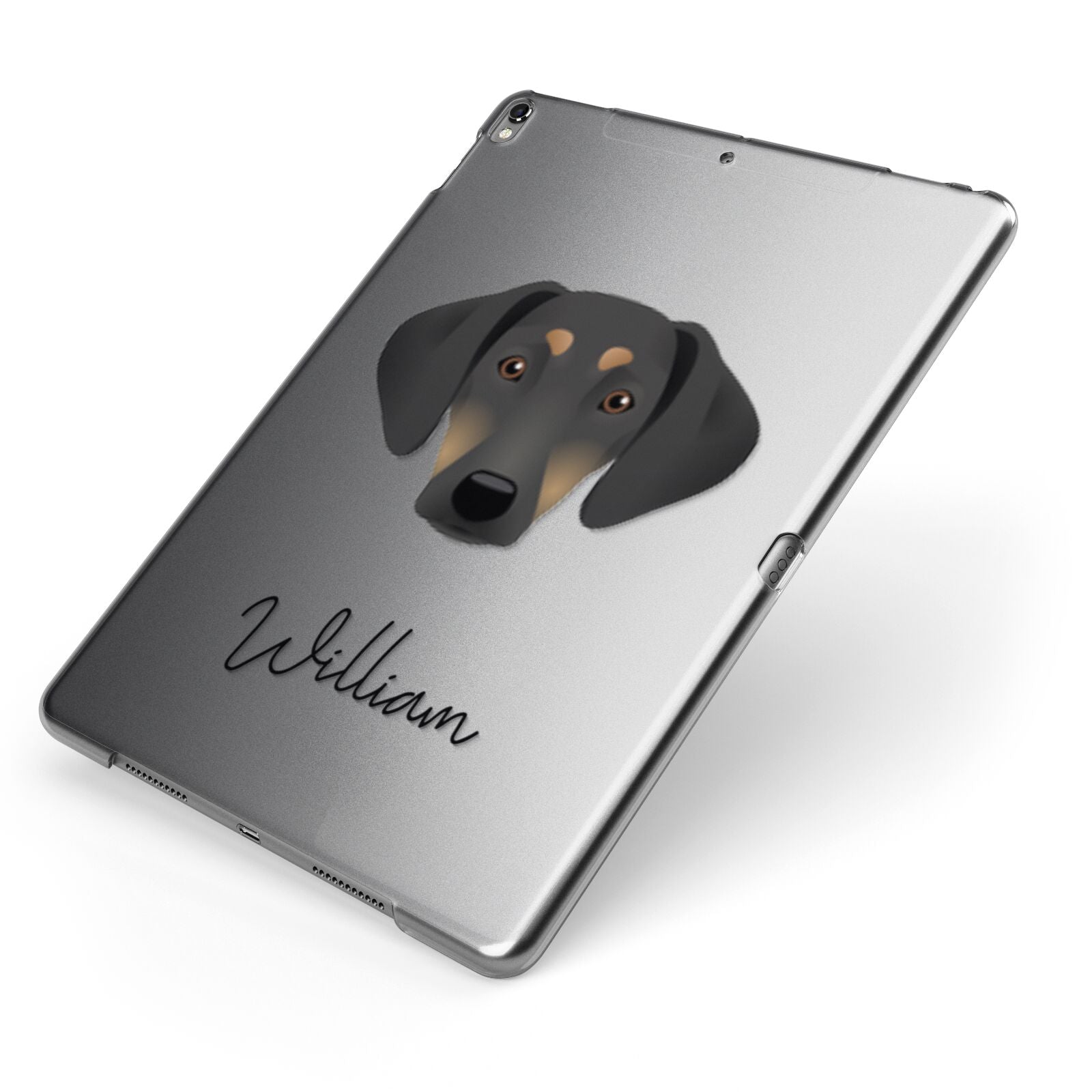 Greek Harehound Personalised Apple iPad Case on Grey iPad Side View