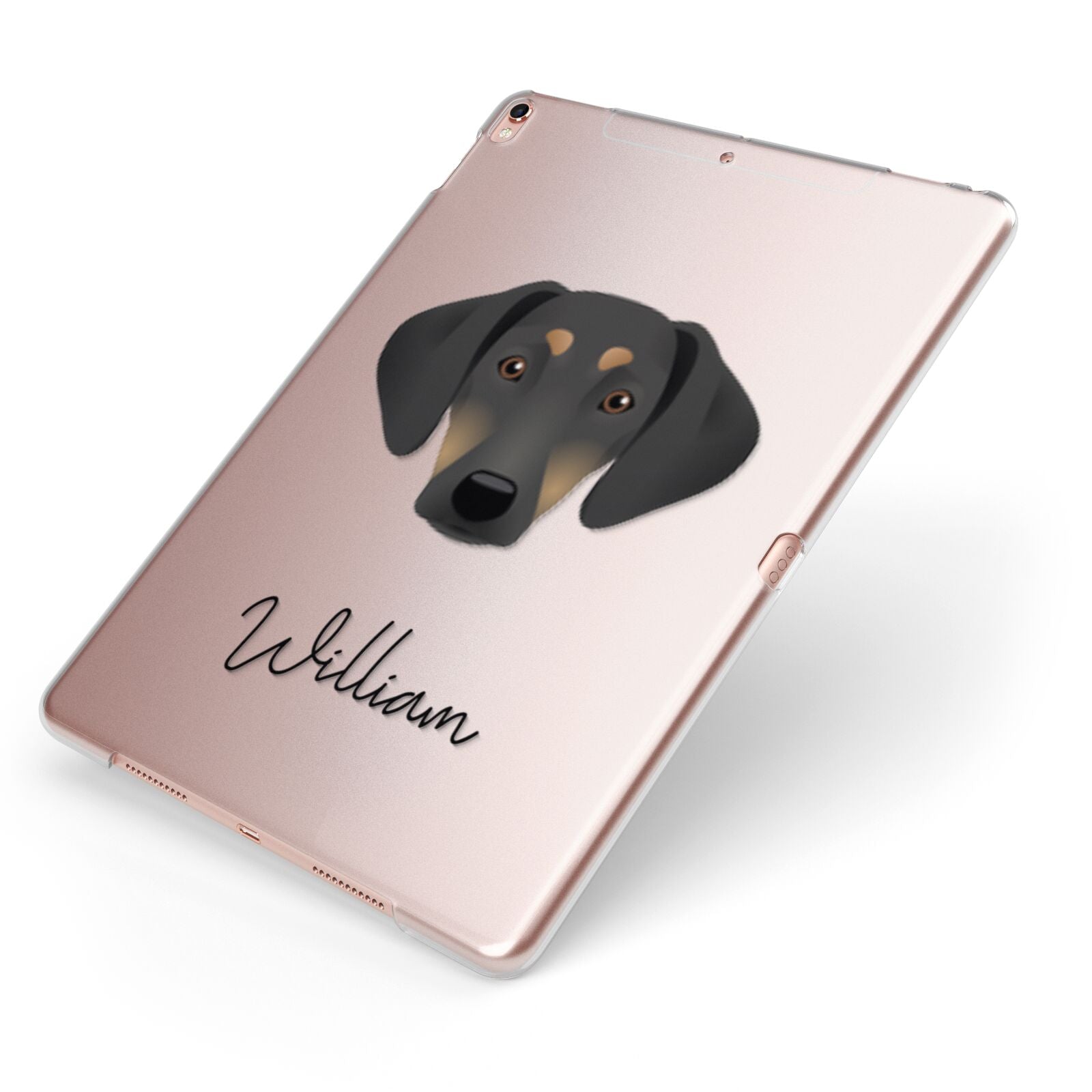 Greek Harehound Personalised Apple iPad Case on Rose Gold iPad Side View