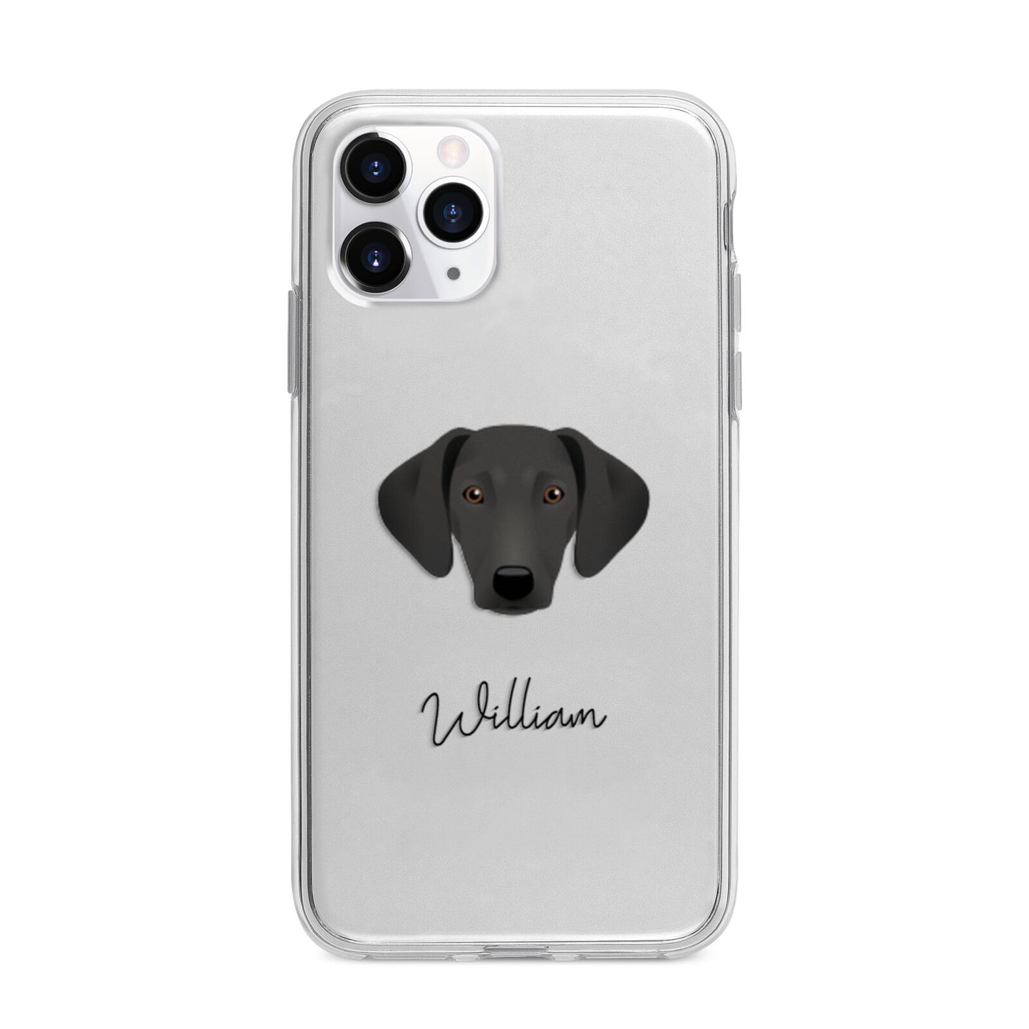 Greek Harehound Personalised Apple iPhone 11 Pro Max in Silver with Bumper Case