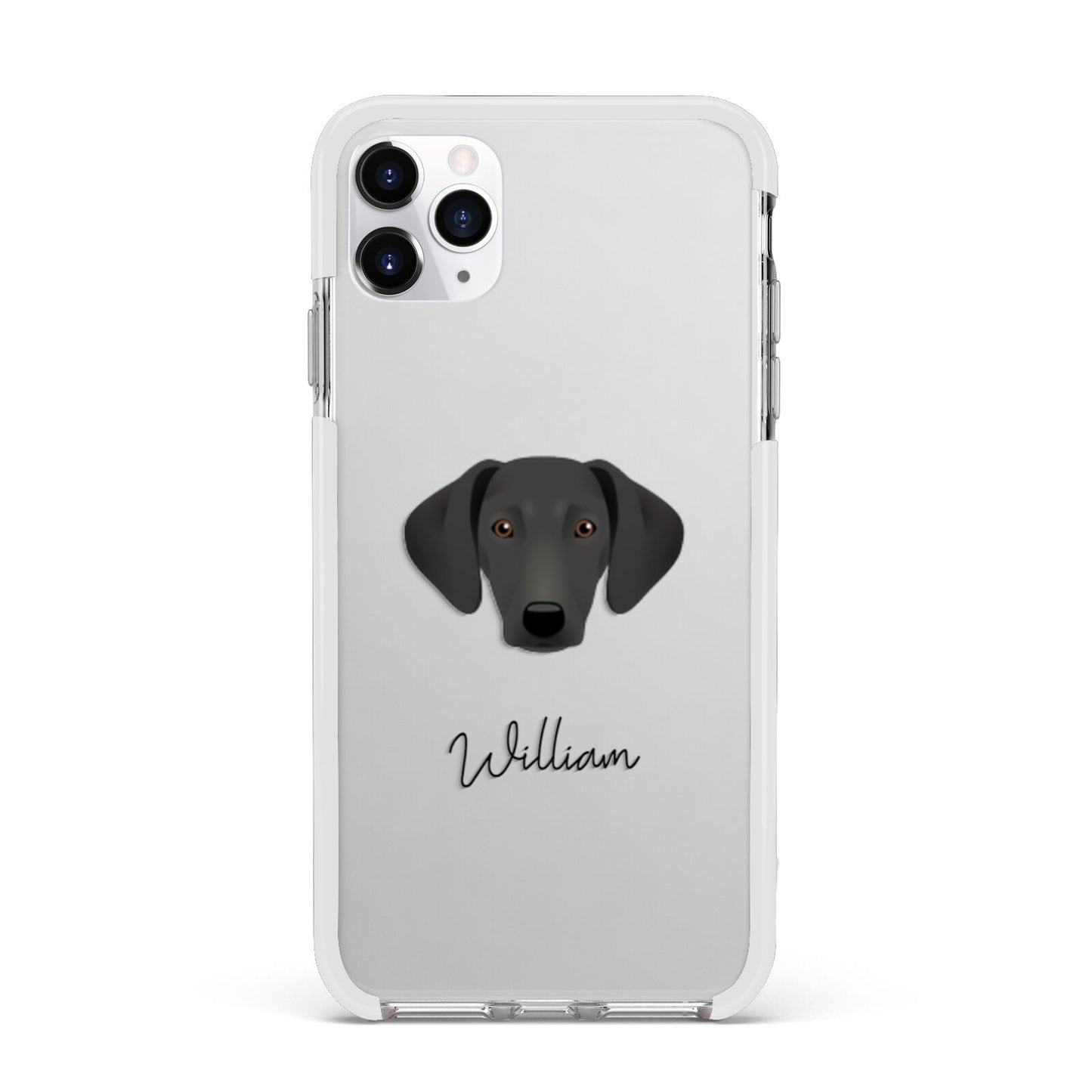 Greek Harehound Personalised Apple iPhone 11 Pro Max in Silver with White Impact Case