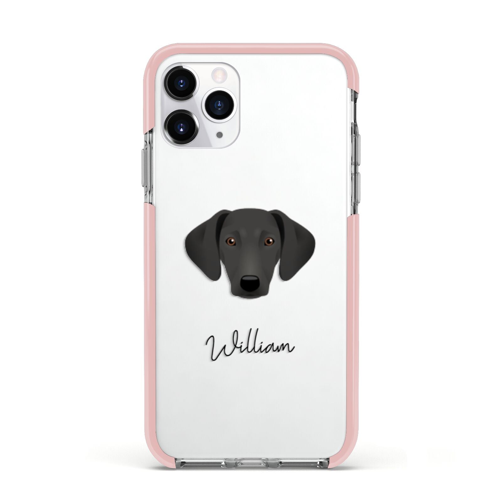 Greek Harehound Personalised Apple iPhone 11 Pro in Silver with Pink Impact Case