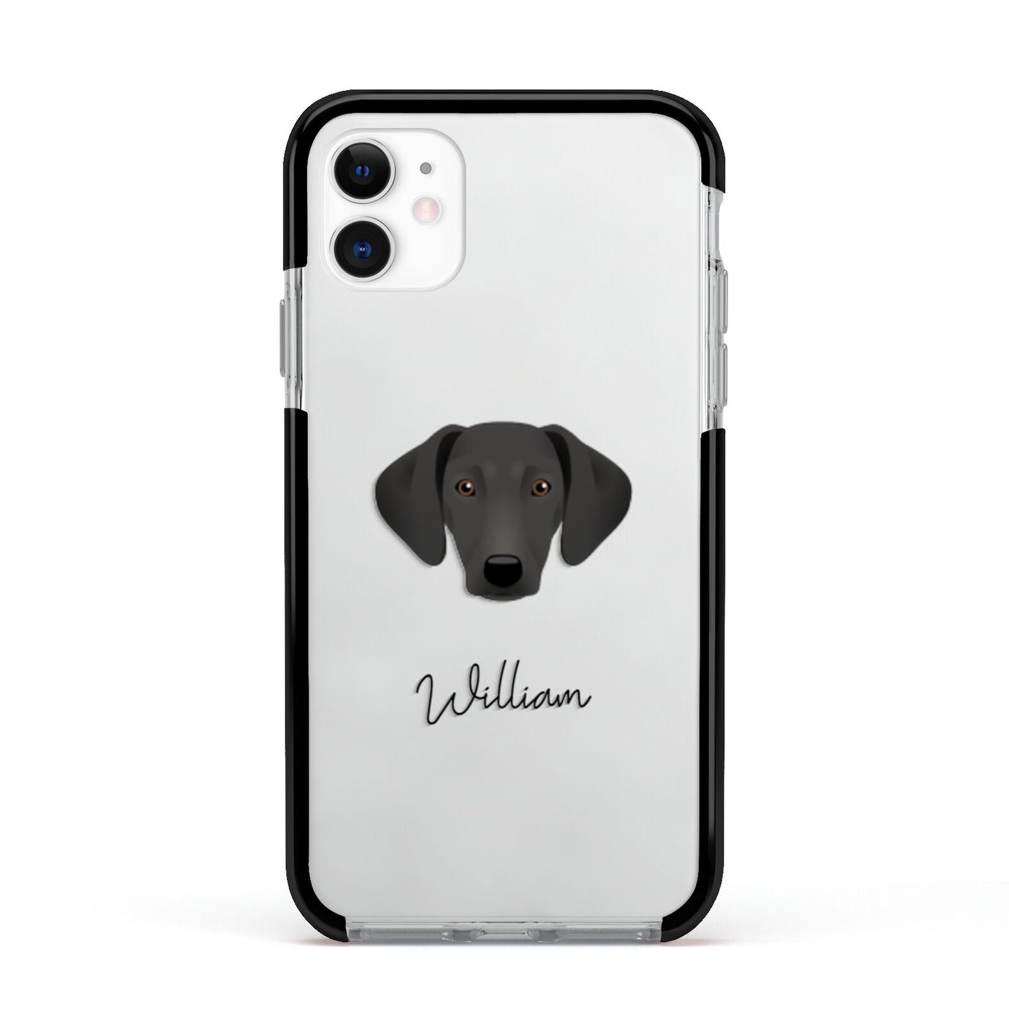 Greek Harehound Personalised Apple iPhone 11 in White with Black Impact Case