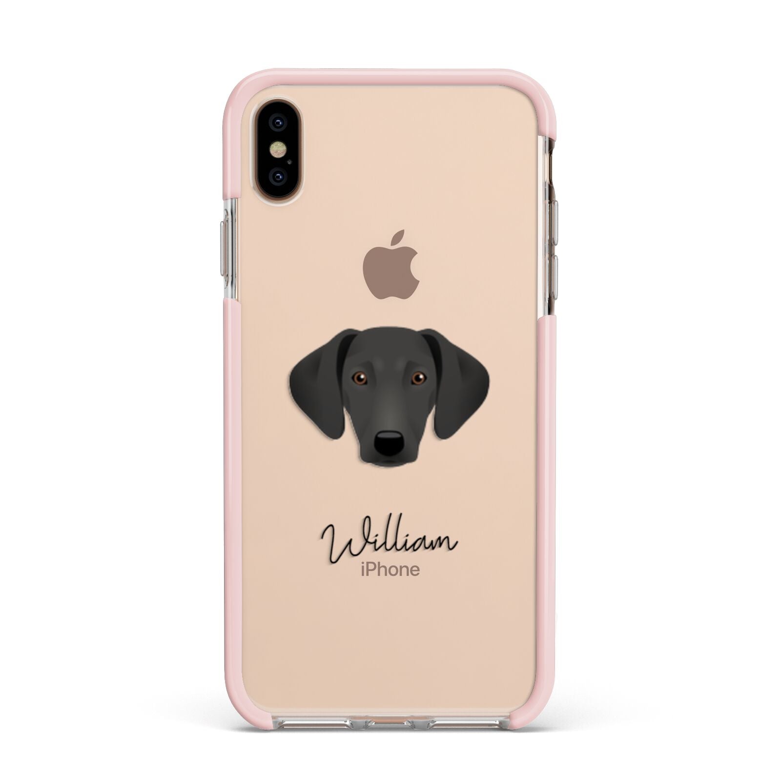 Greek Harehound Personalised Apple iPhone Xs Max Impact Case Pink Edge on Gold Phone