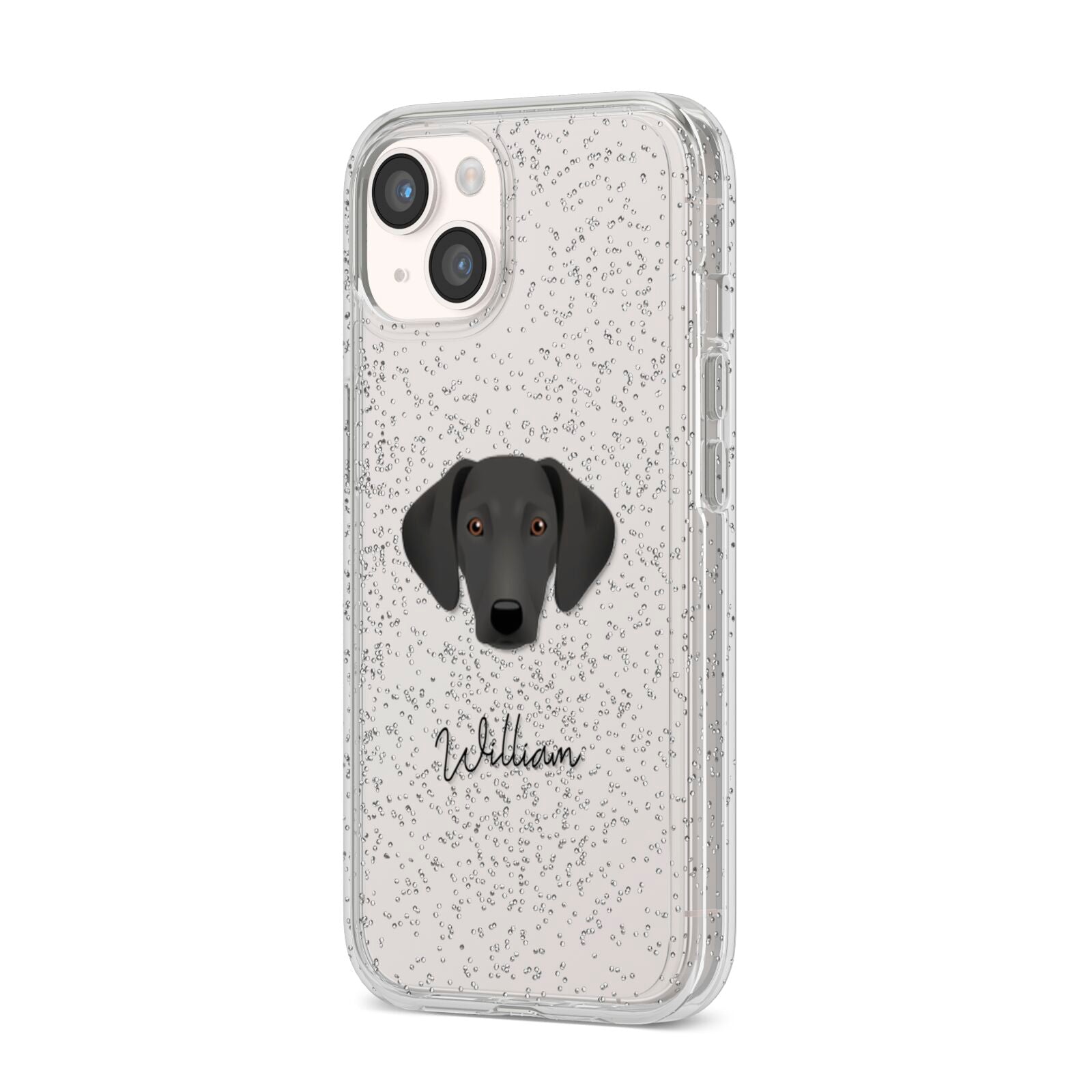 Greek Harehound Personalised iPhone 14 Glitter Tough Case Starlight Angled Image