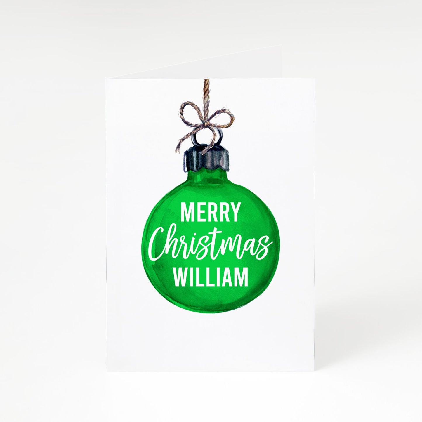 Green Bauble with Name A5 Greetings Card