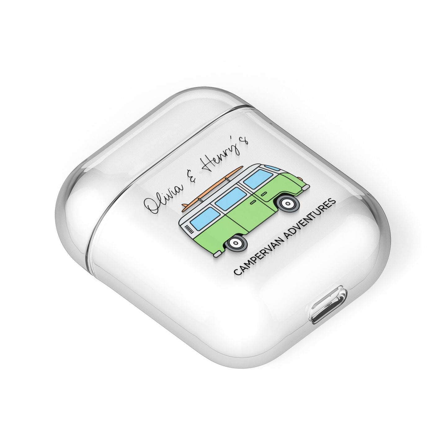 Green Bespoke Campervan Adventures AirPods Case Laid Flat