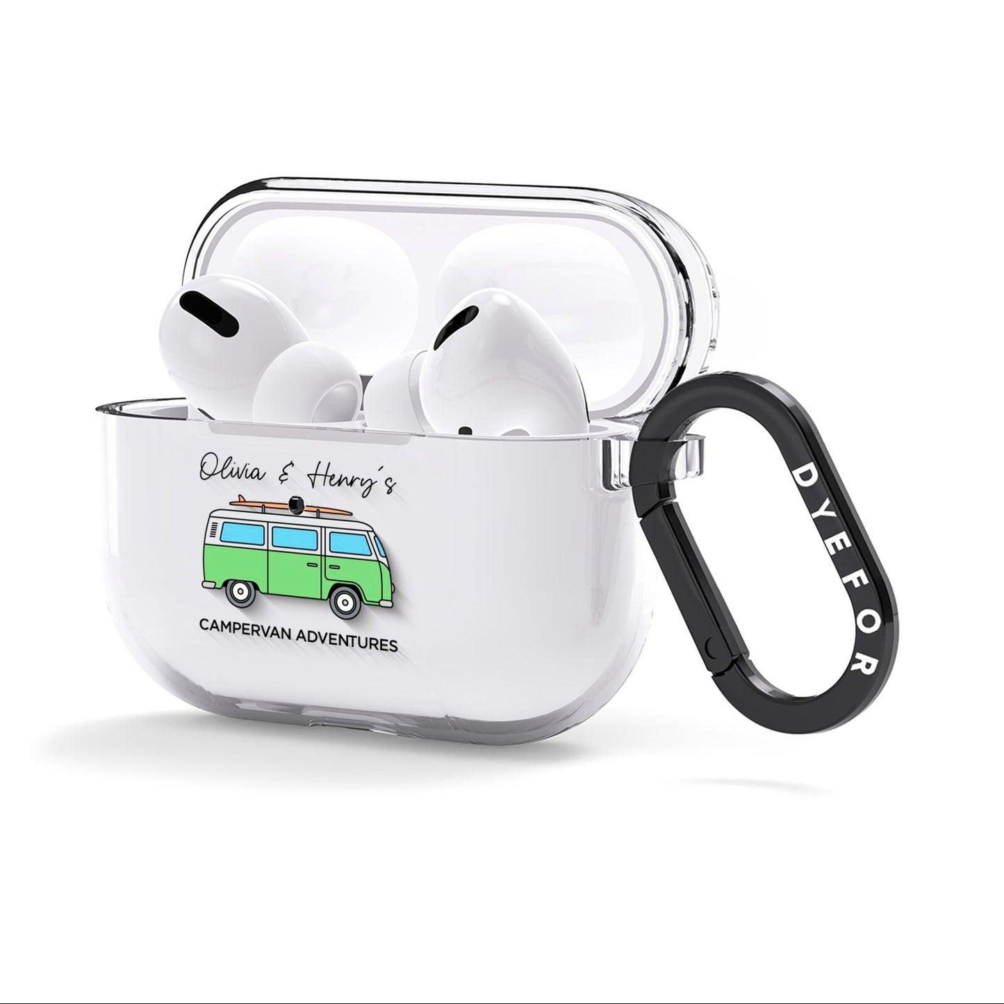 Green Bespoke Campervan Adventures AirPods Clear Case 3rd Gen Side Image