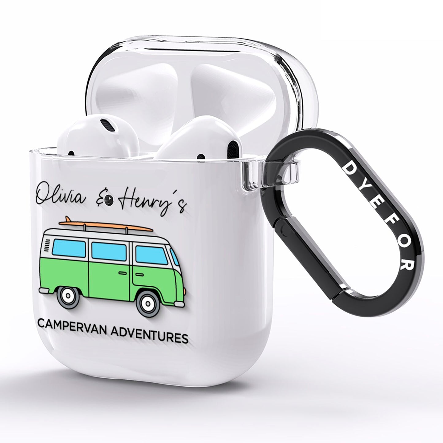 Green Bespoke Campervan Adventures AirPods Clear Case Side Image
