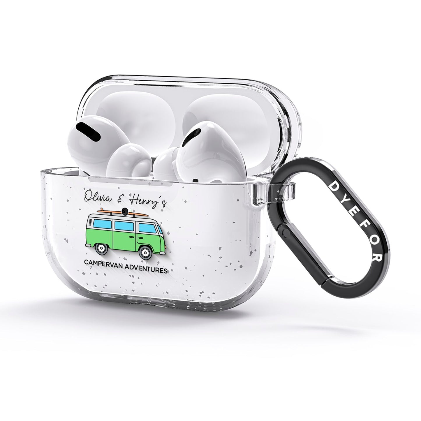 Green Bespoke Campervan Adventures AirPods Glitter Case 3rd Gen Side Image