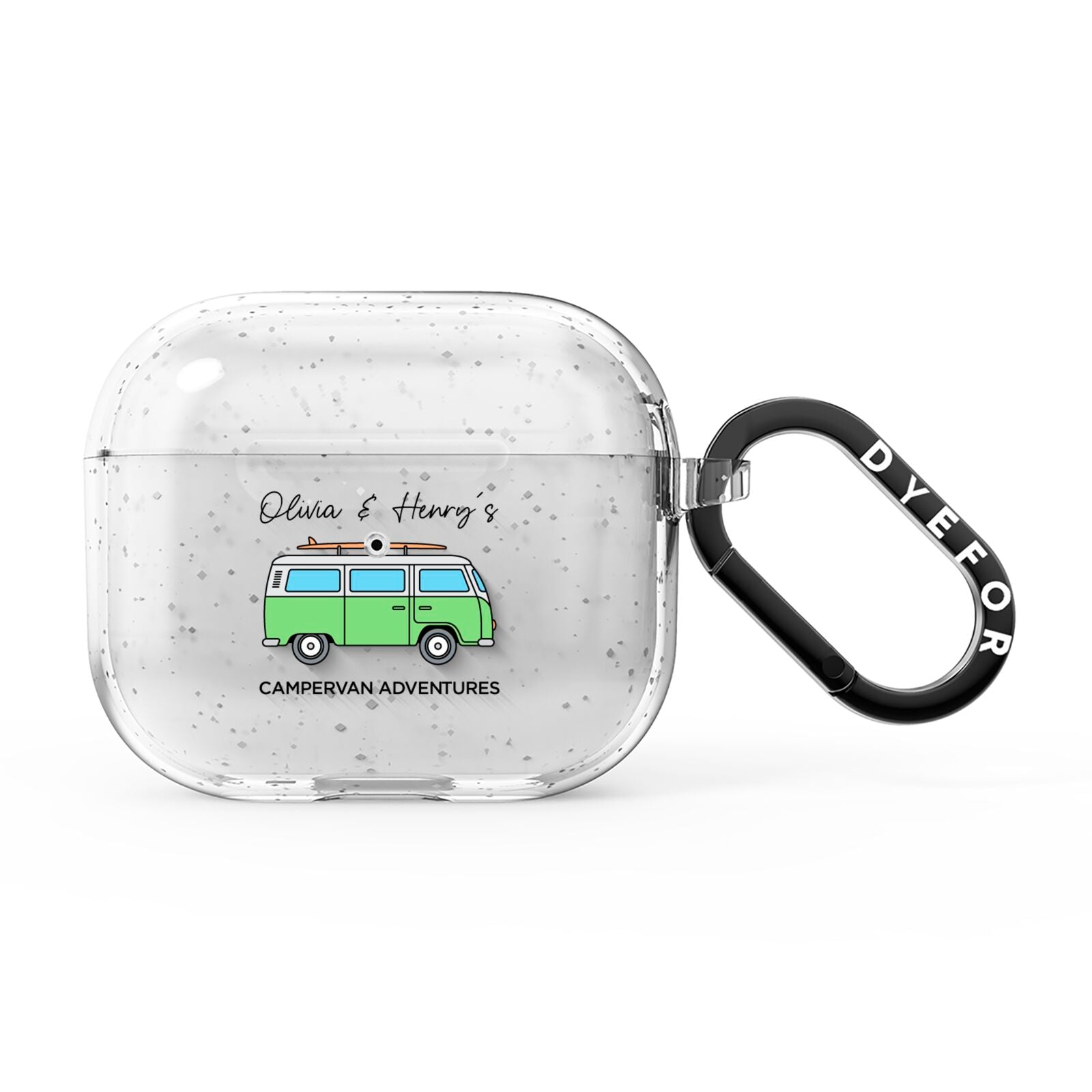 Green Bespoke Campervan Adventures AirPods Glitter Case 3rd Gen