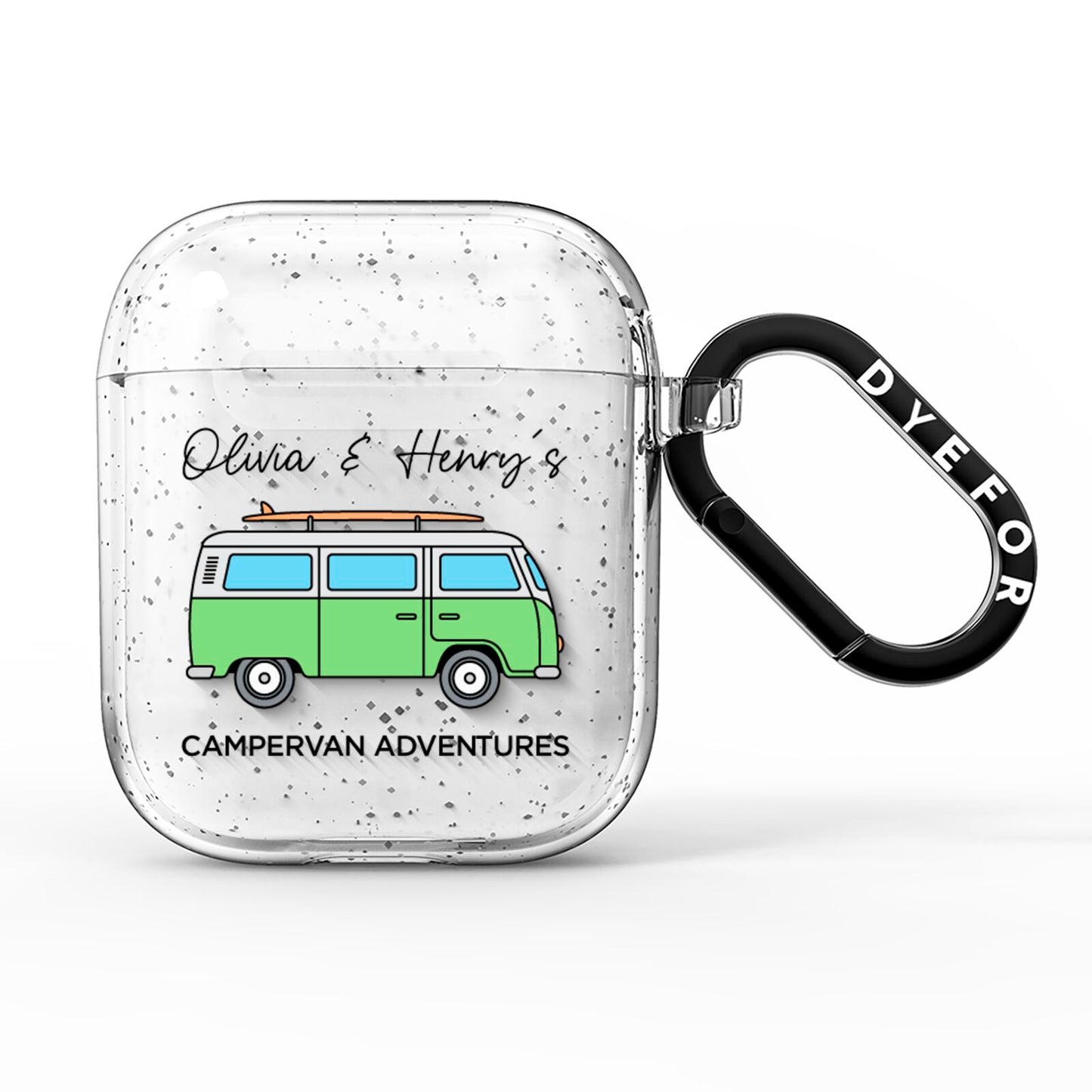 Green Bespoke Campervan Adventures AirPods Glitter Case
